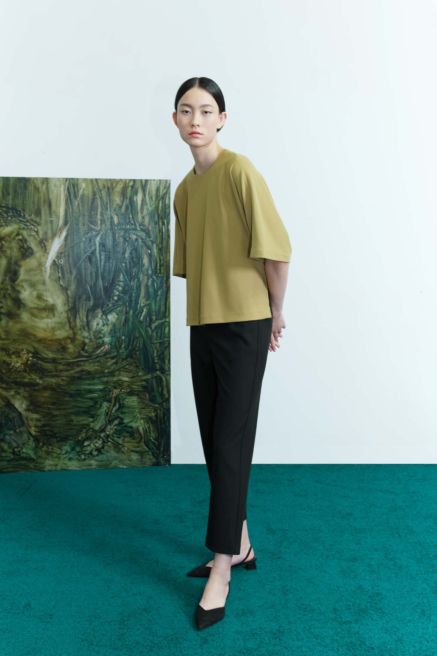 Back-Pleated Dolman Sleeve Top