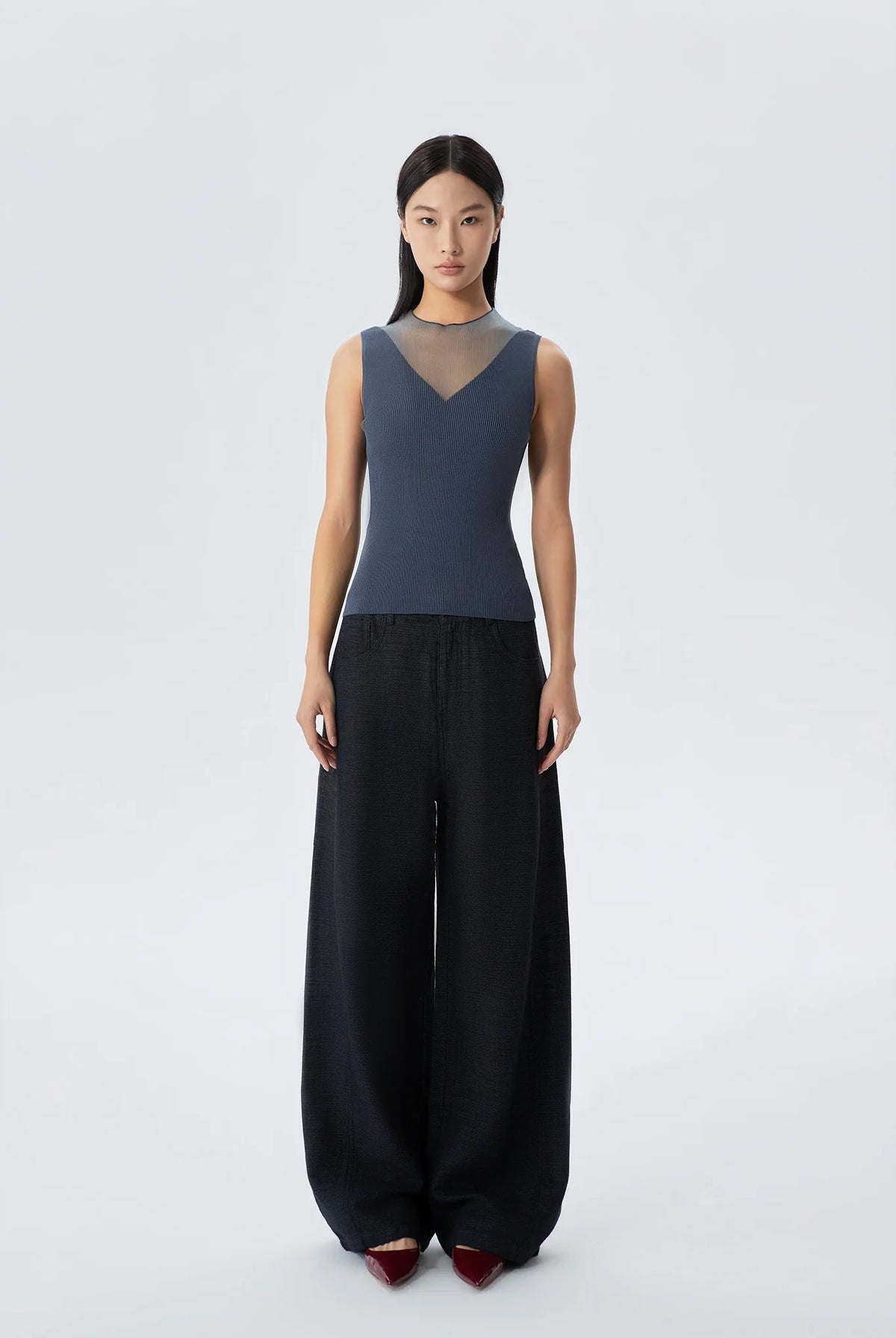 Becca Sleeveless Knit Top Contrast Yarn