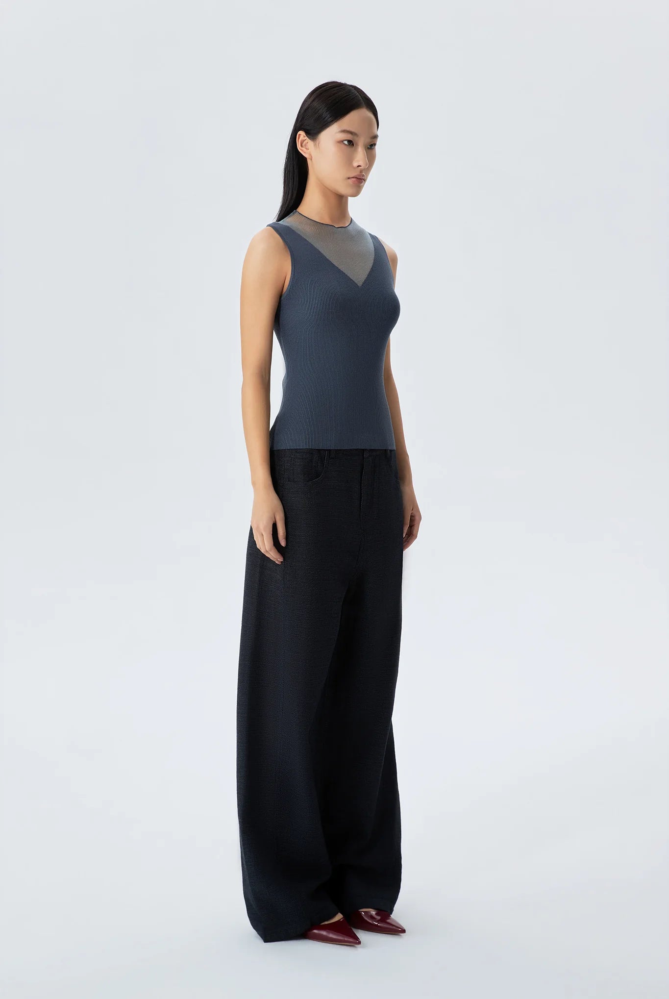 Becca Sleeveless Knit Top Contrast Yarn