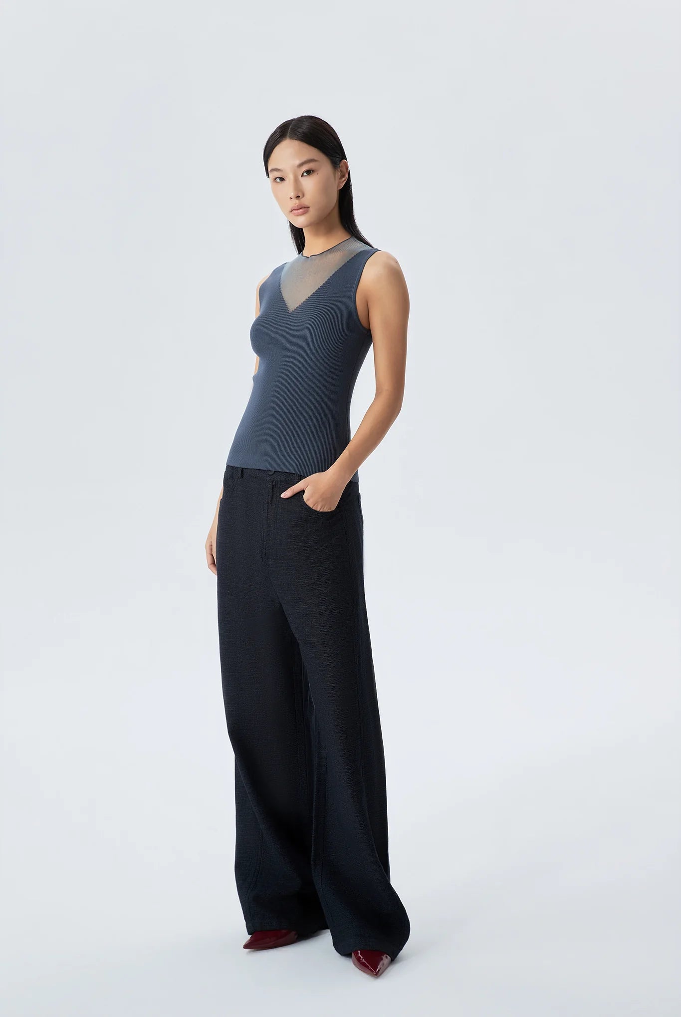 Becca Sleeveless Knit Top Contrast Yarn