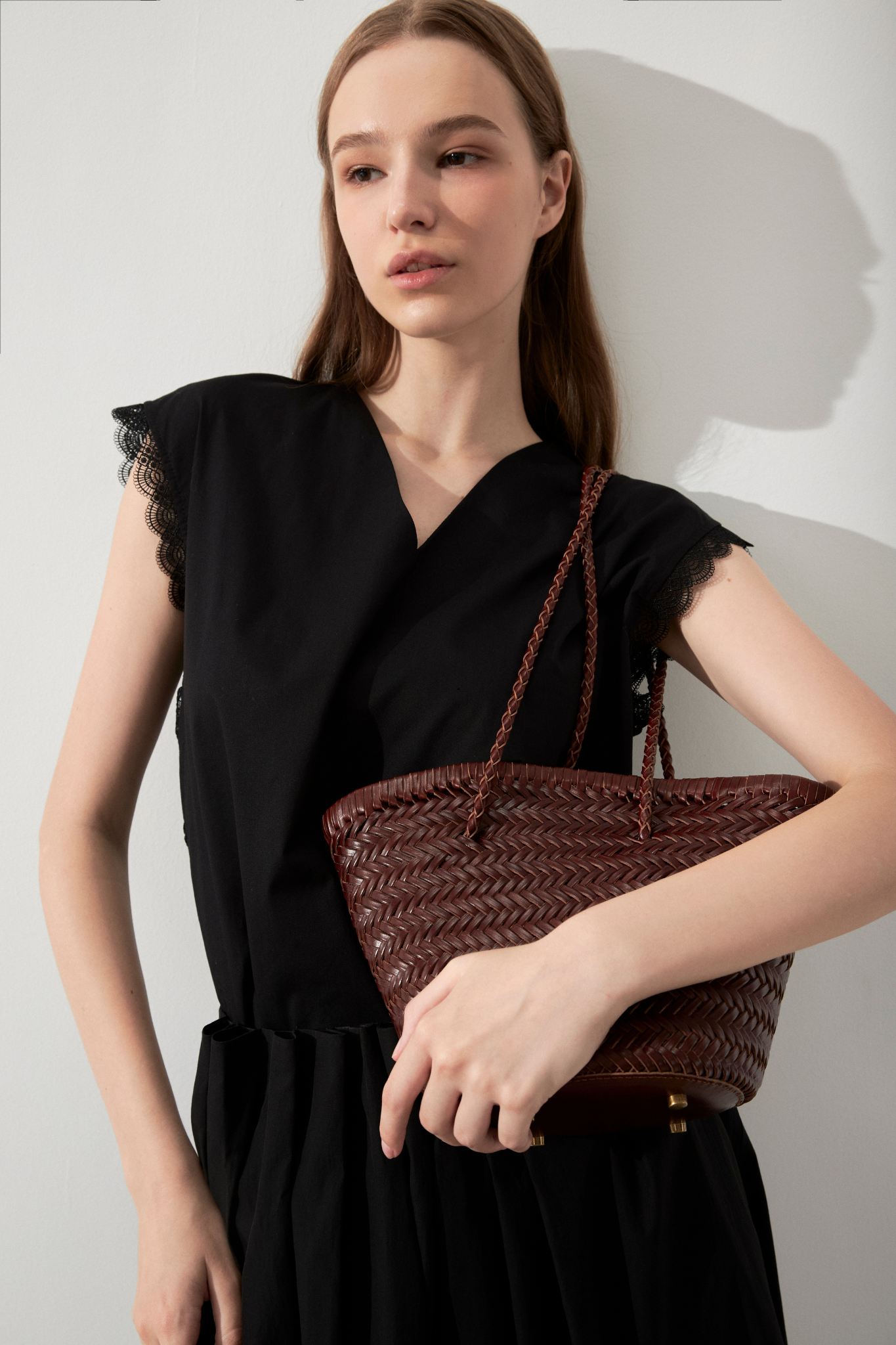 Rattan Weave Leather Bucket Bag