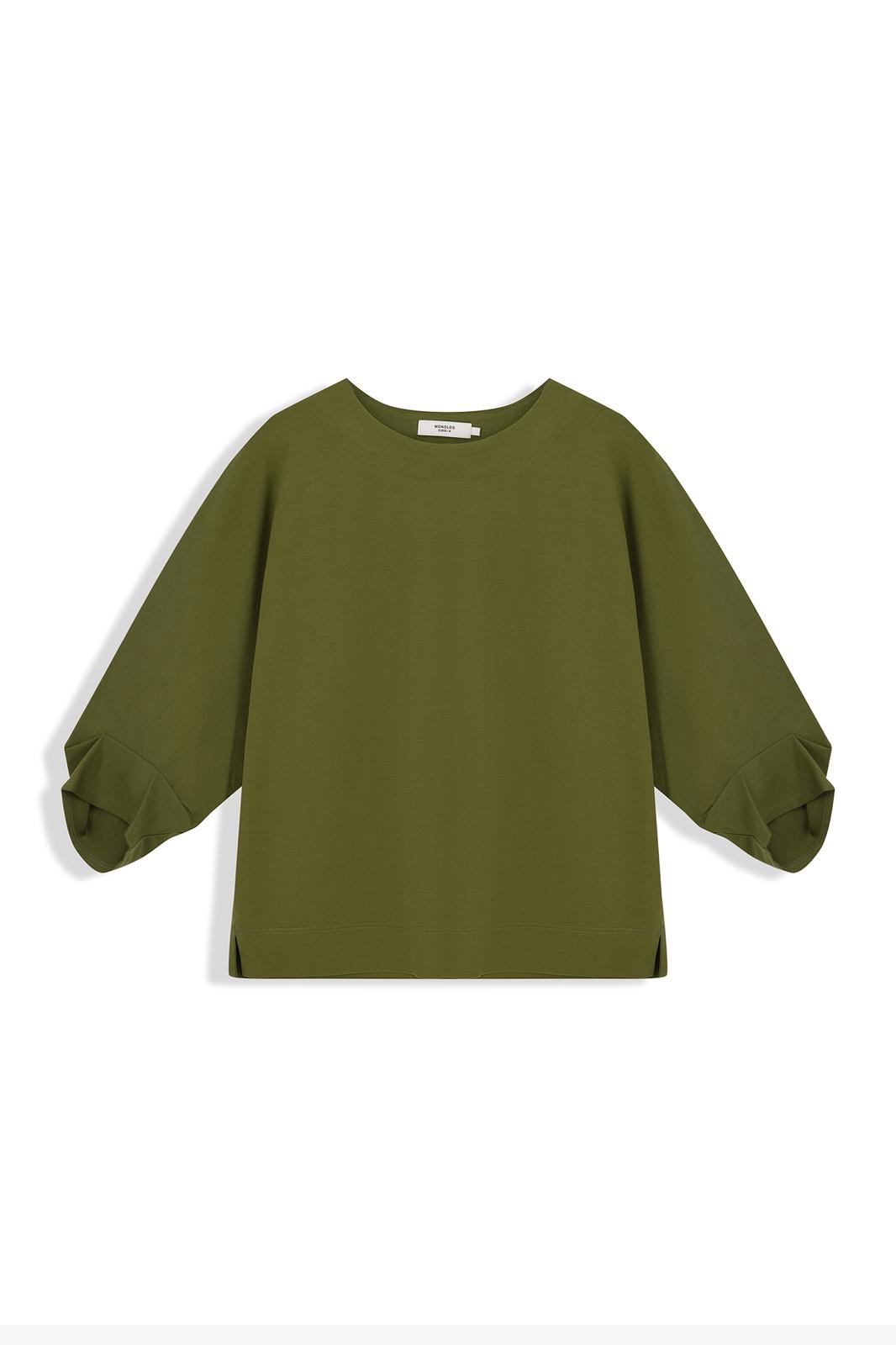 Pleated-Cuff Jersey Top