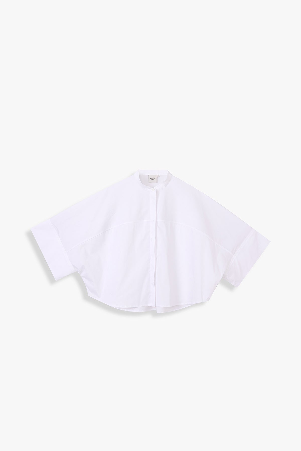 Wide-Sleeve Mandarin-Collar Shirt