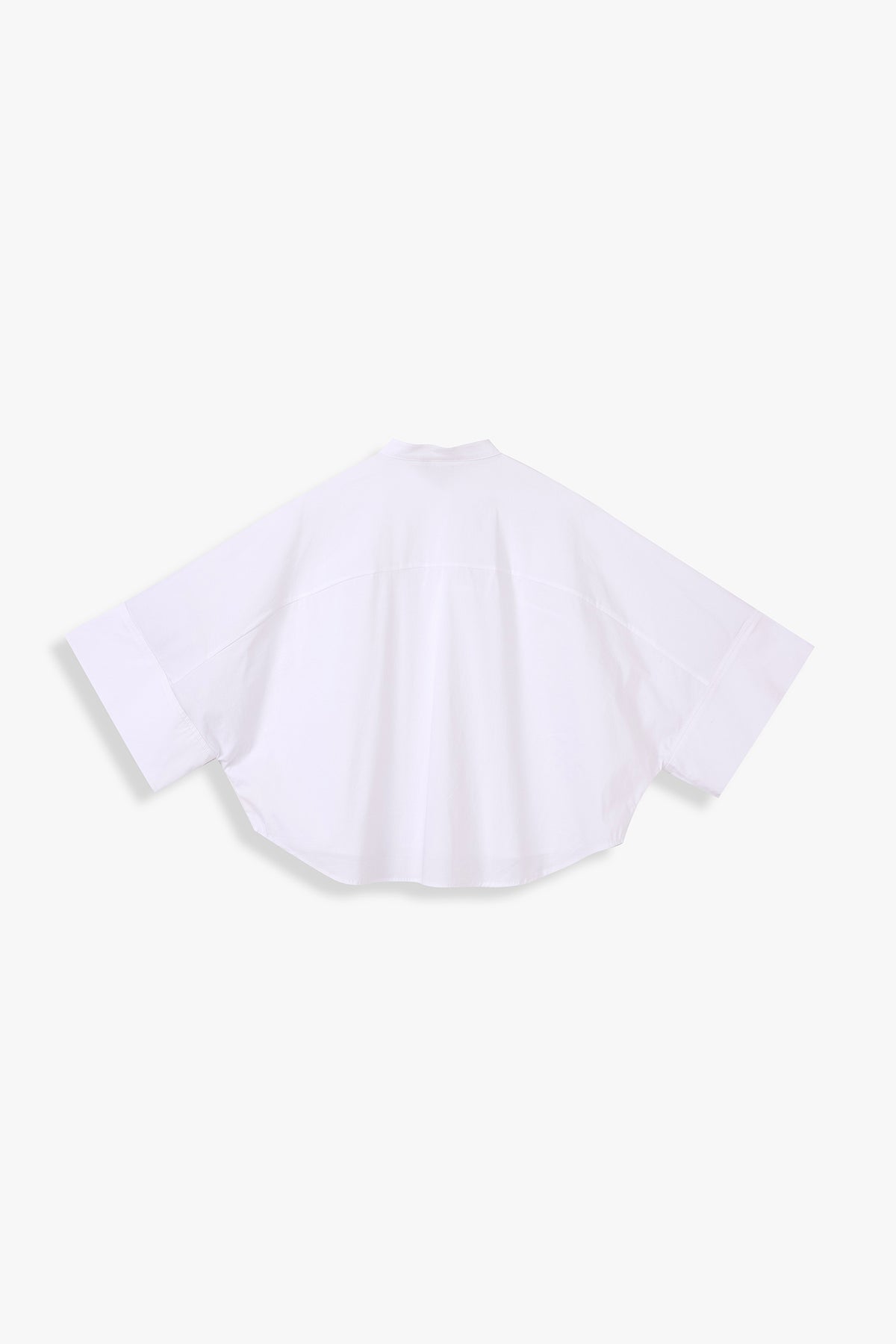 Wide-Sleeve Mandarin-Collar Shirt
