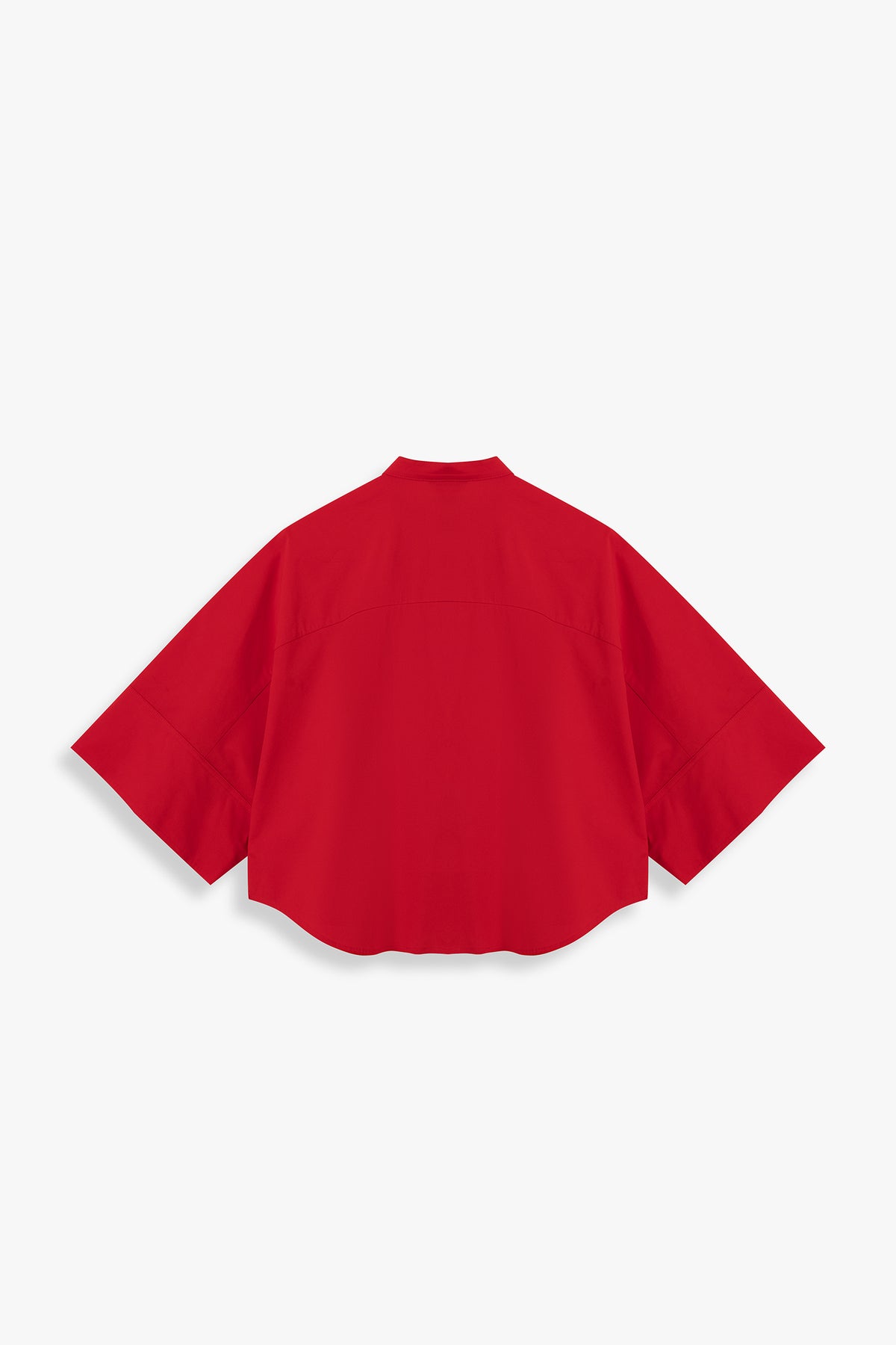 Wide-Sleeve Mandarin-Collar Shirt