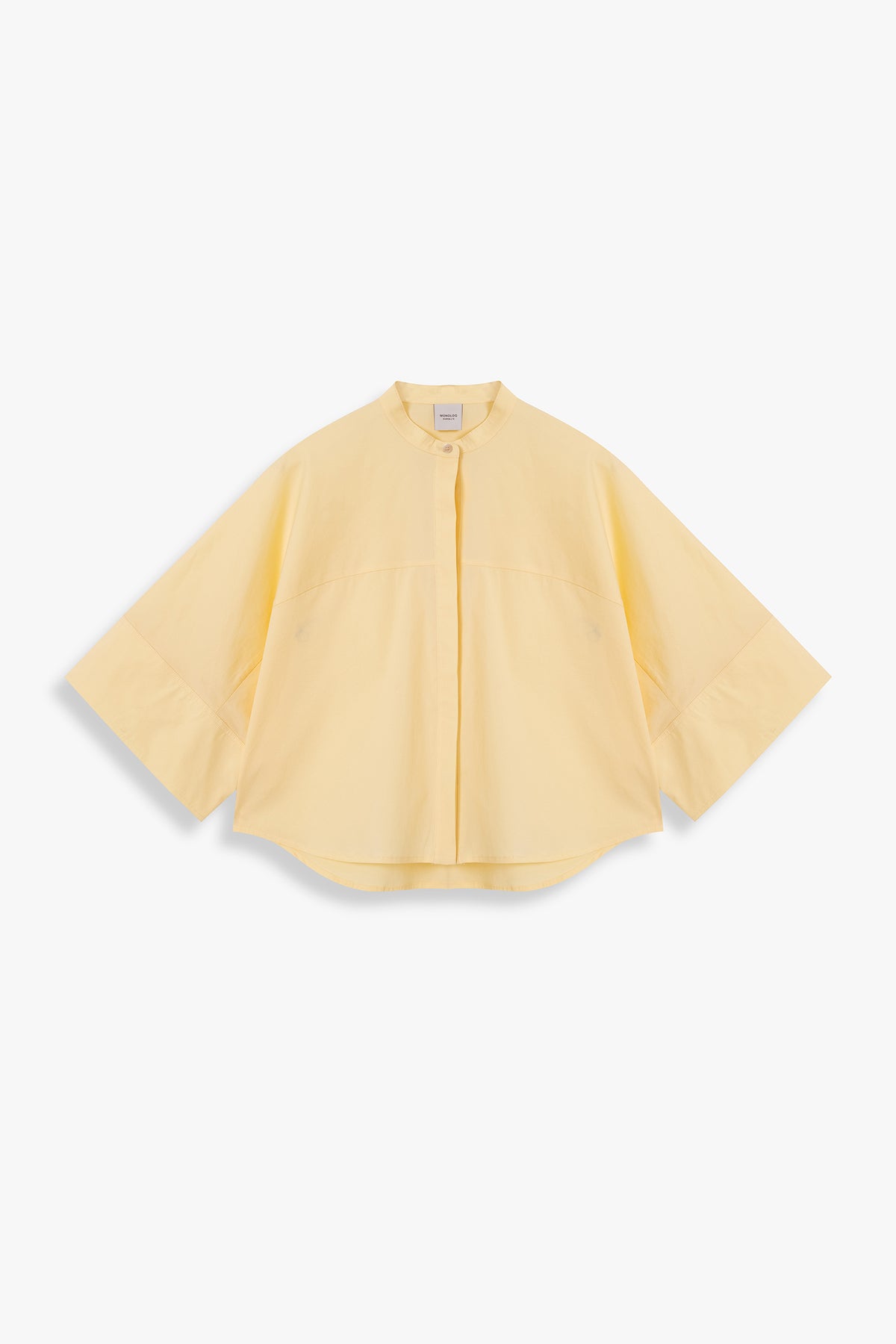 Wide-Sleeve Mandarin-Collar Shirt