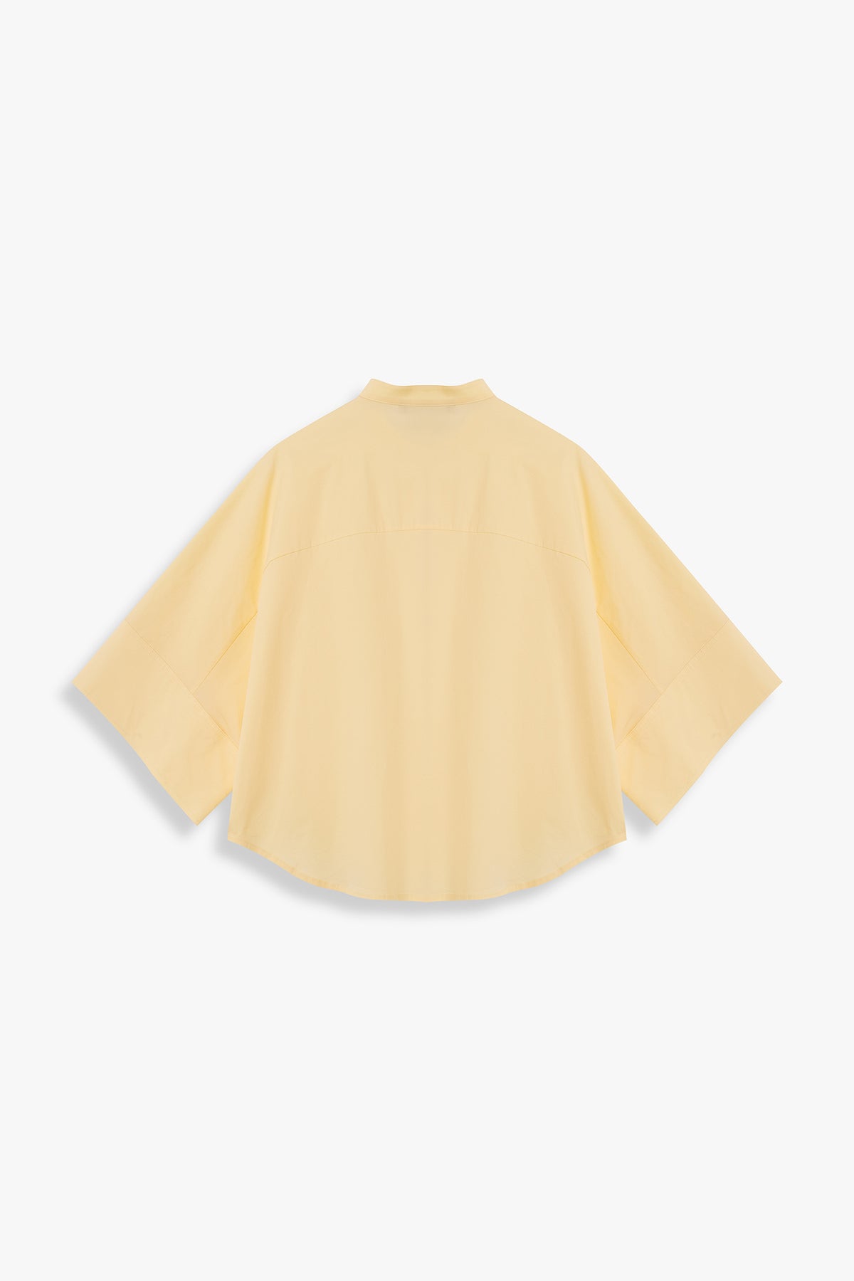 Wide-Sleeve Mandarin-Collar Shirt
