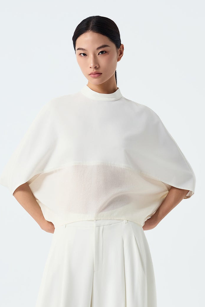 Tori Mixed Fabric Cocoon Top