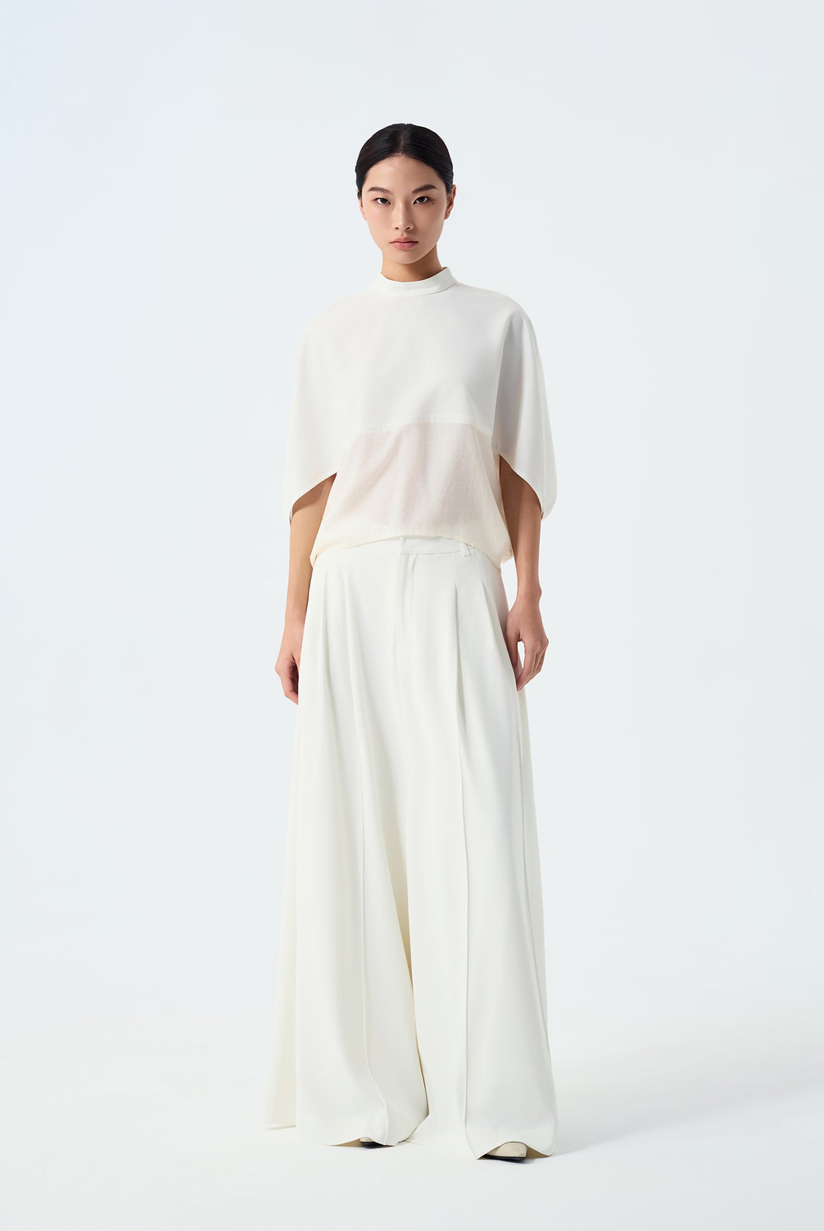 Tori Mixed Fabric Cocoon Top
