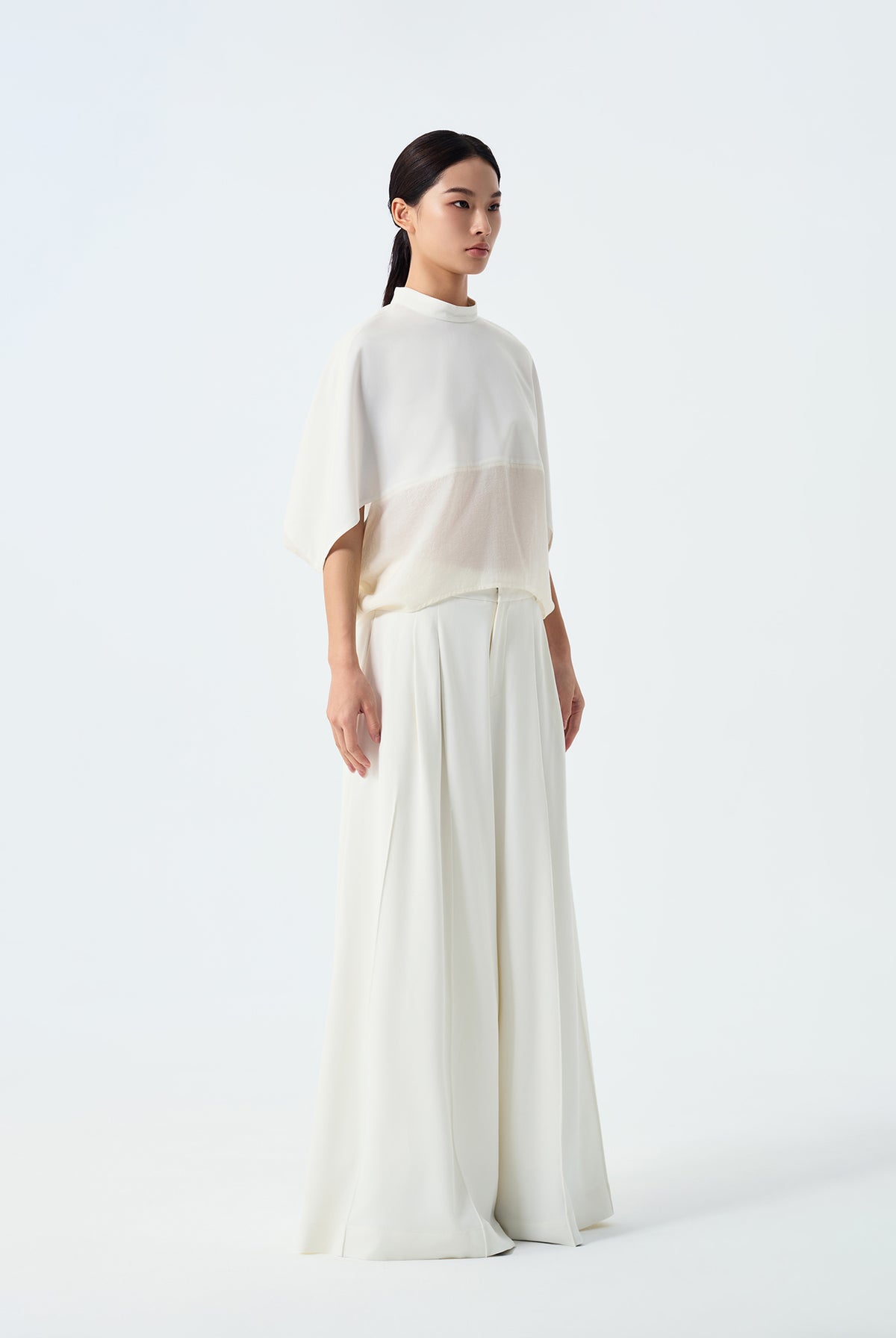 Tori Mixed Fabric Cocoon Top
