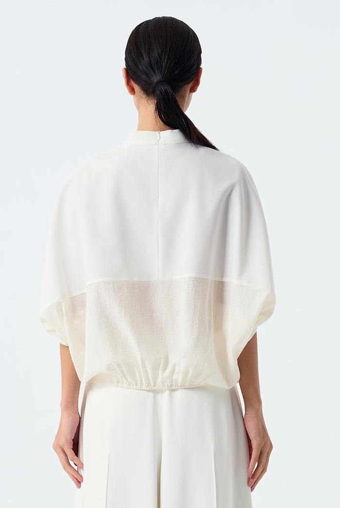Tori Mixed Fabric Cocoon Top