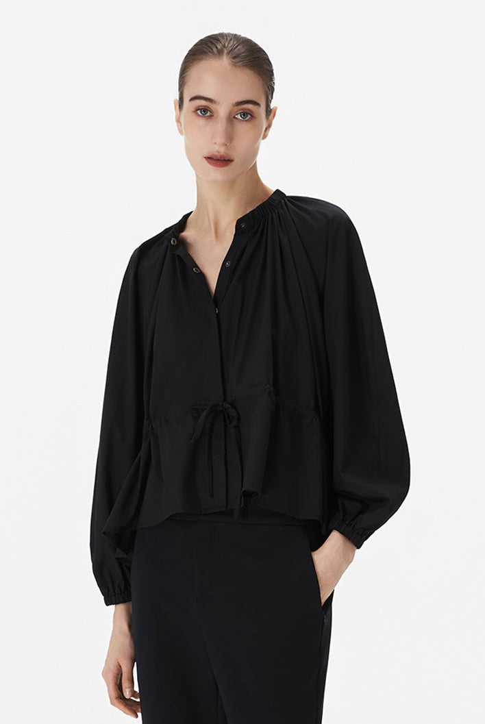 Rusched Neck Trapeze Top