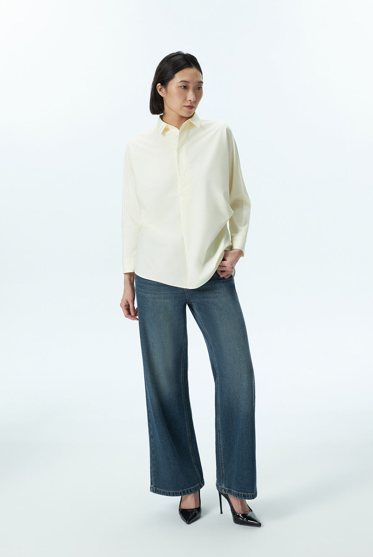 Dolman Sleeve Placket Shirt