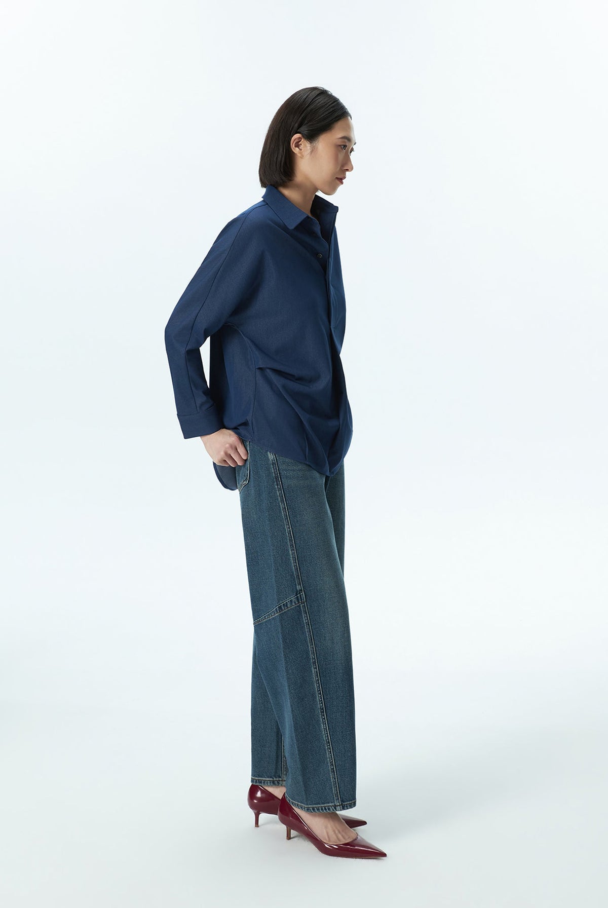Dolman Sleeve Placket Shirt