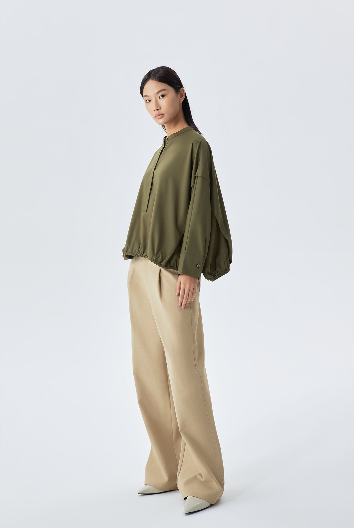 Relaxed-Fit Blouson Top