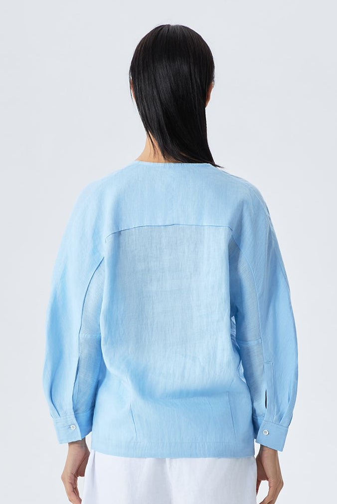 Ayla Linen V-Neck Pullover Shirt