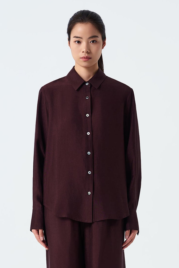 Gia Relaxed Fit Long Sleeve Satin Blouse