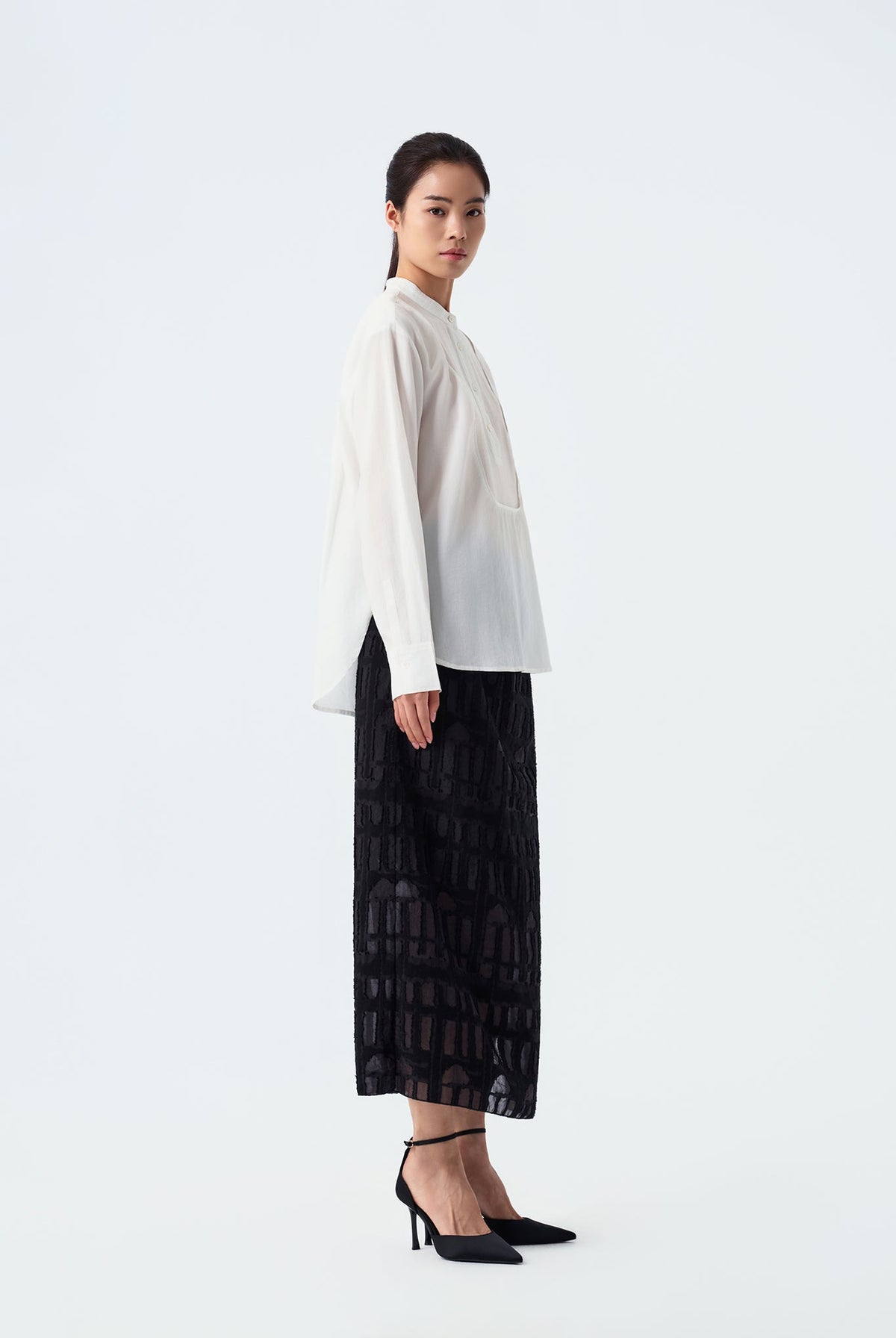 Reina Bib-Front Long-Sleeve Shirt