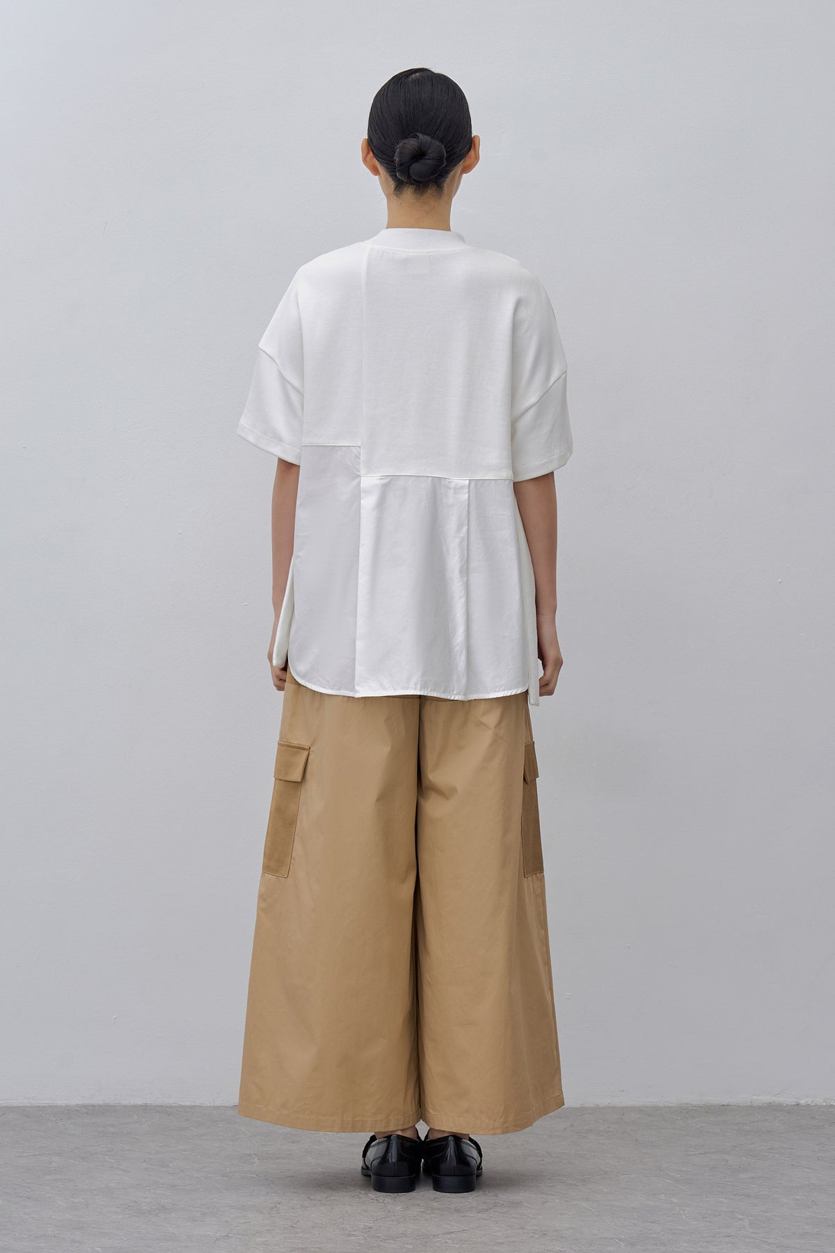 Asymmetric Mixed Fabric Top