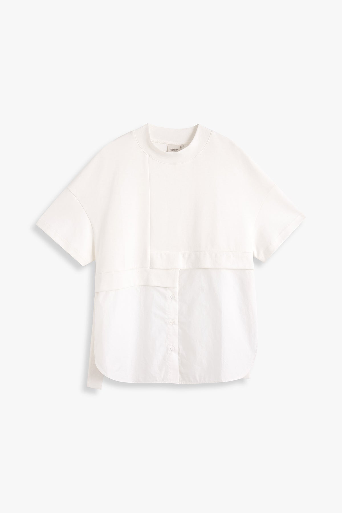 Asymmetric Mixed Fabric Top