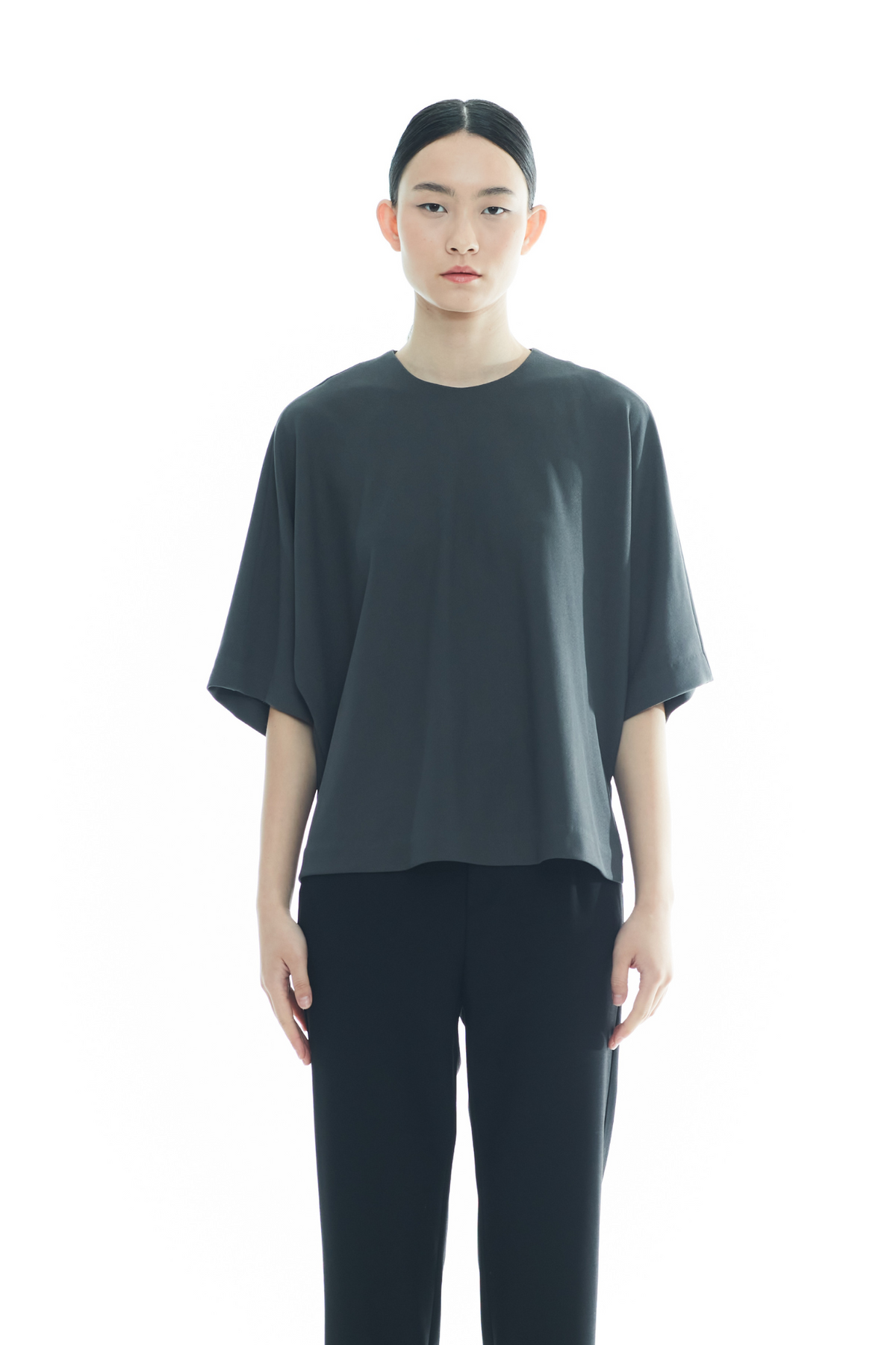 Back-Pleated Dolman Sleeve Top