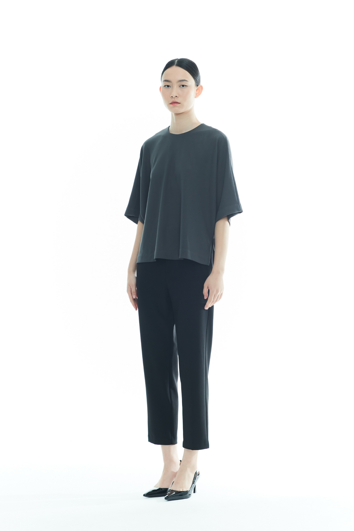 Back-Pleated Dolman Sleeve Top
