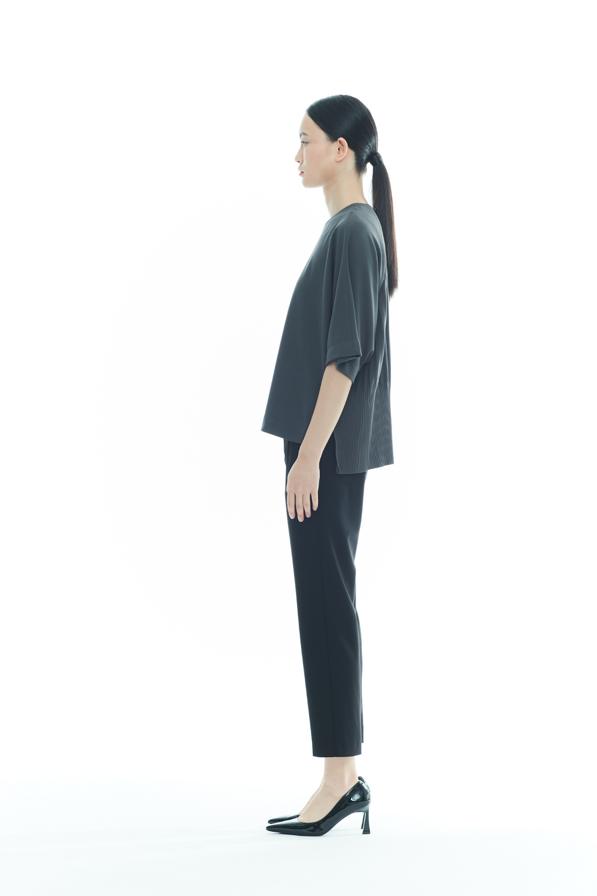 Back-Pleated Dolman Sleeve Top