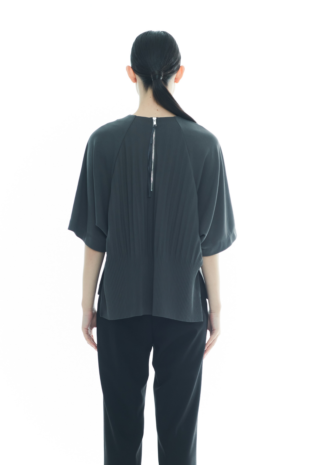 Back-Pleated Dolman Sleeve Top