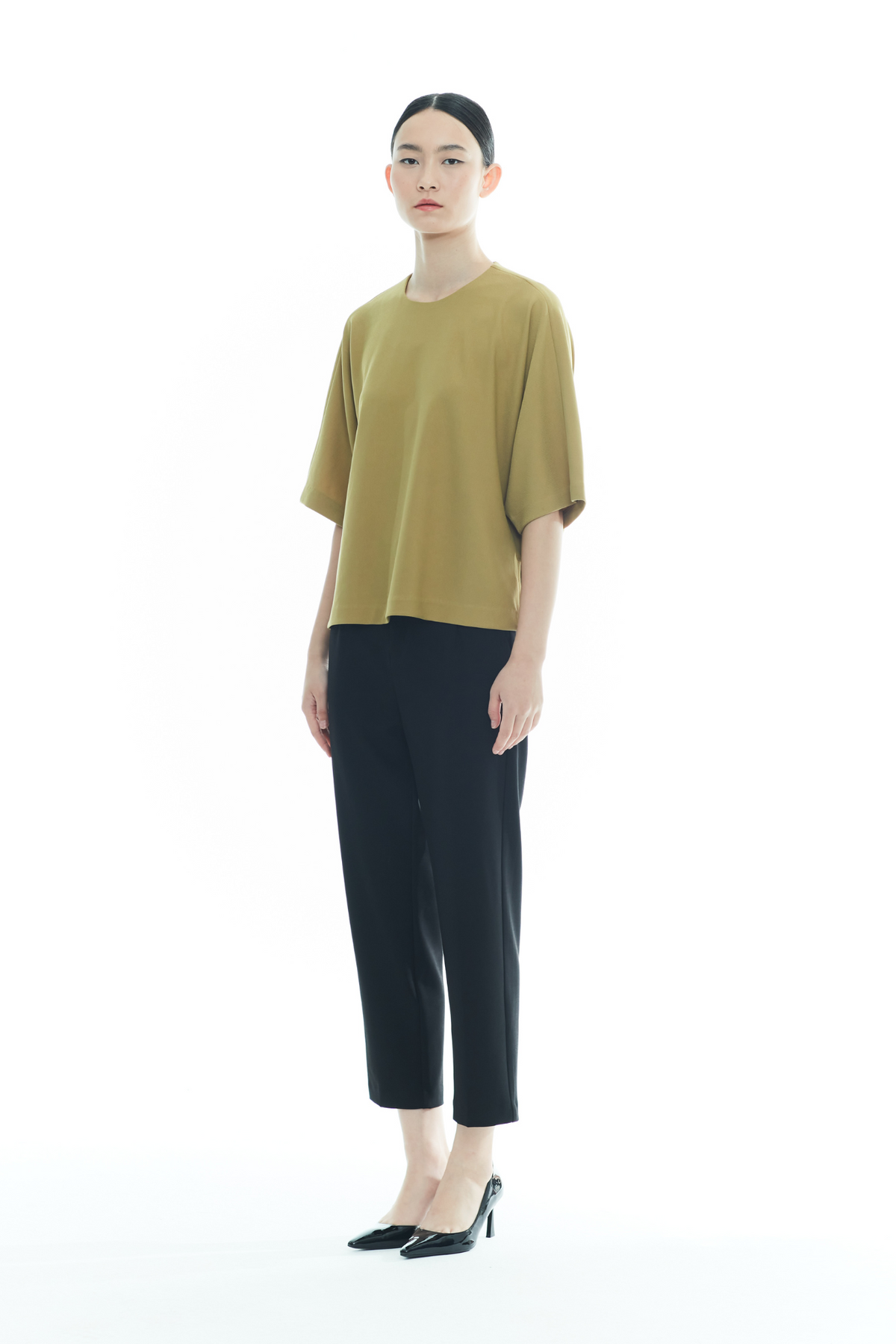 Back-Pleated Dolman Sleeve Top