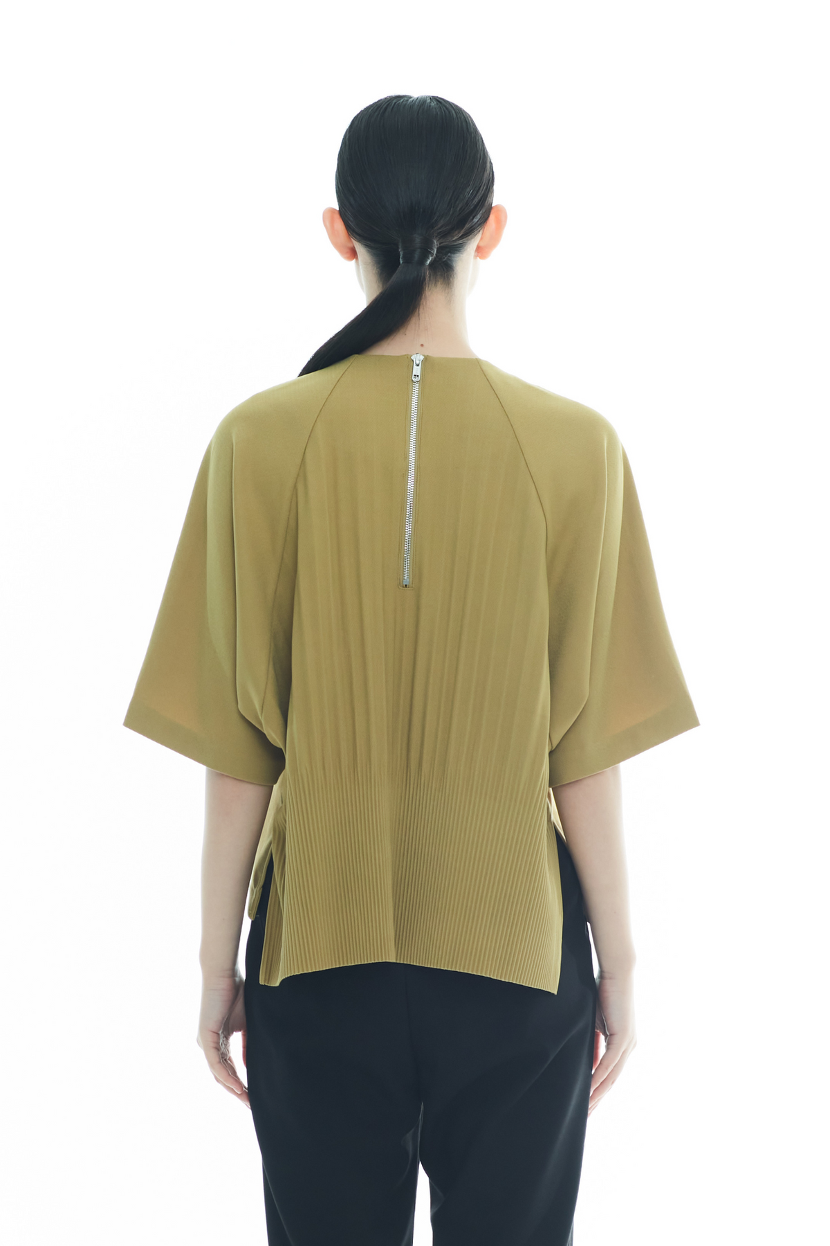 Back-Pleated Dolman Sleeve Top
