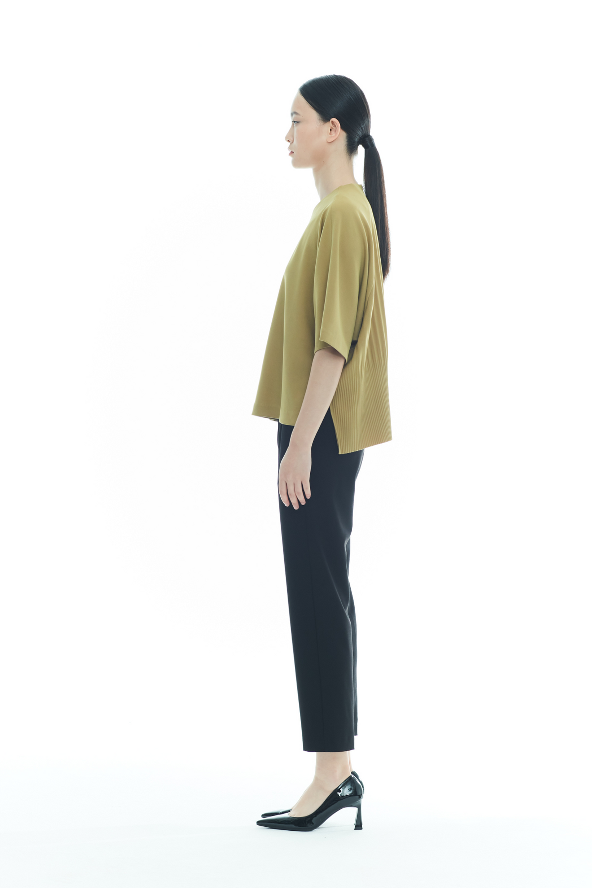 Back-Pleated Dolman Sleeve Top