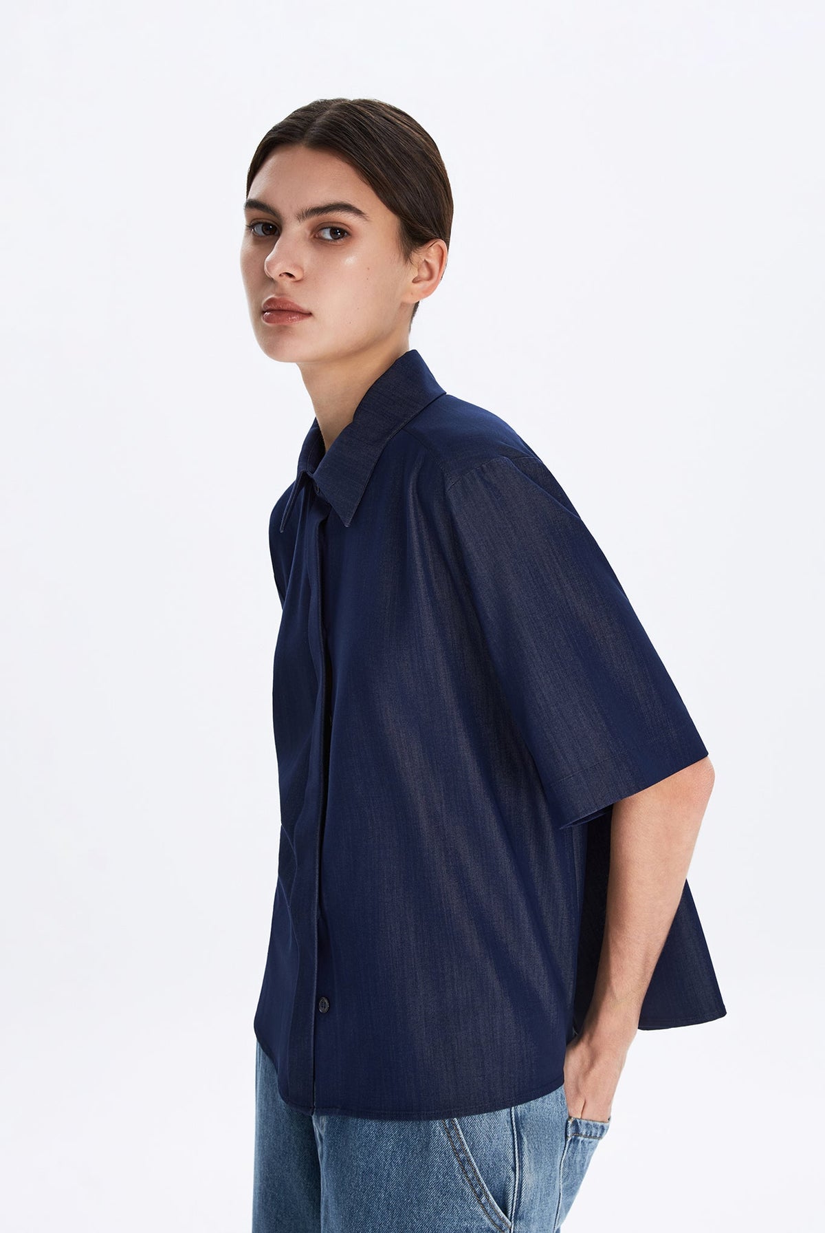 Boxy Short Sleeve Tencel Shirt