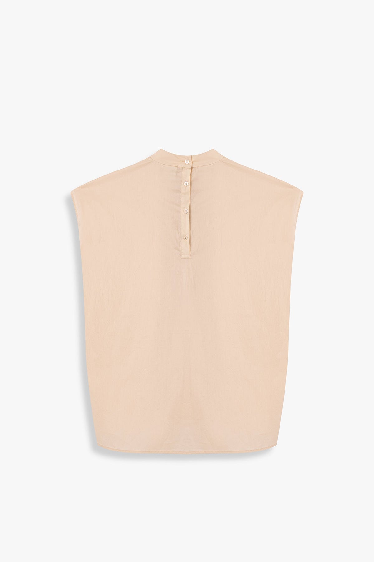 Boxy High Collar Top With Pintucks