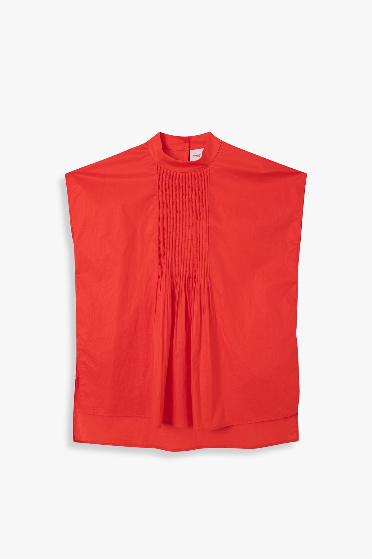 Boxy High Collar Top With Pintucks
