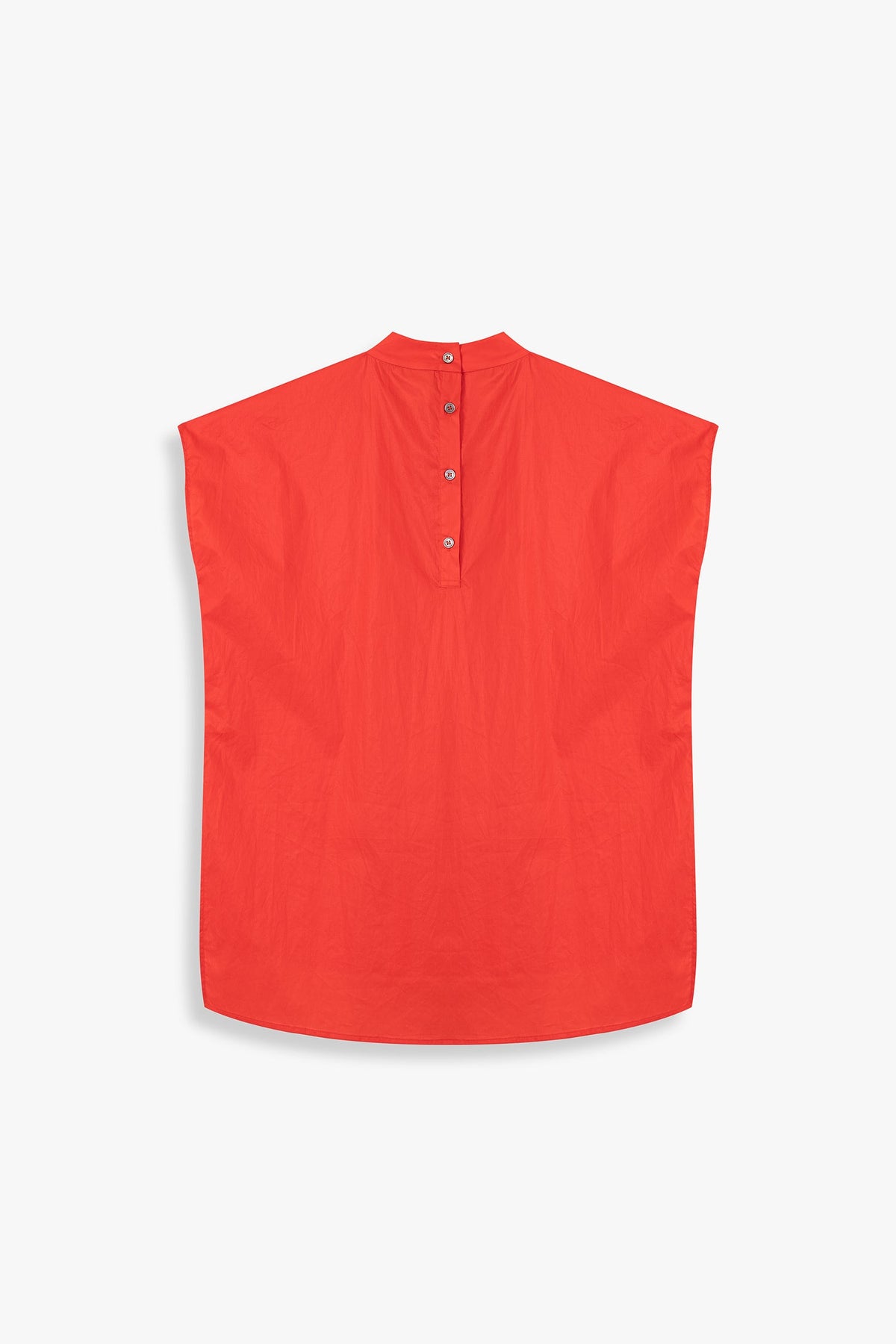 Boxy High Collar Top With Pintucks