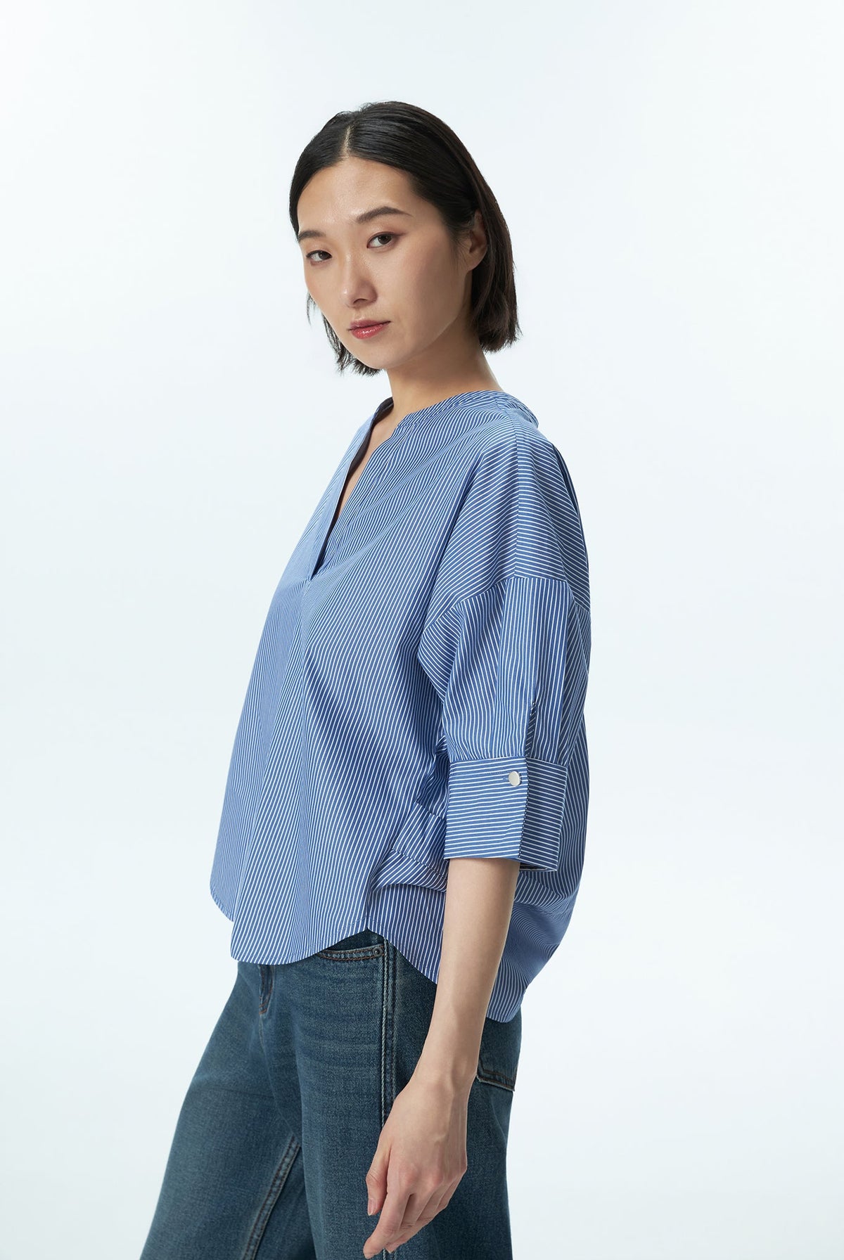 Stripe Pleated Back Top