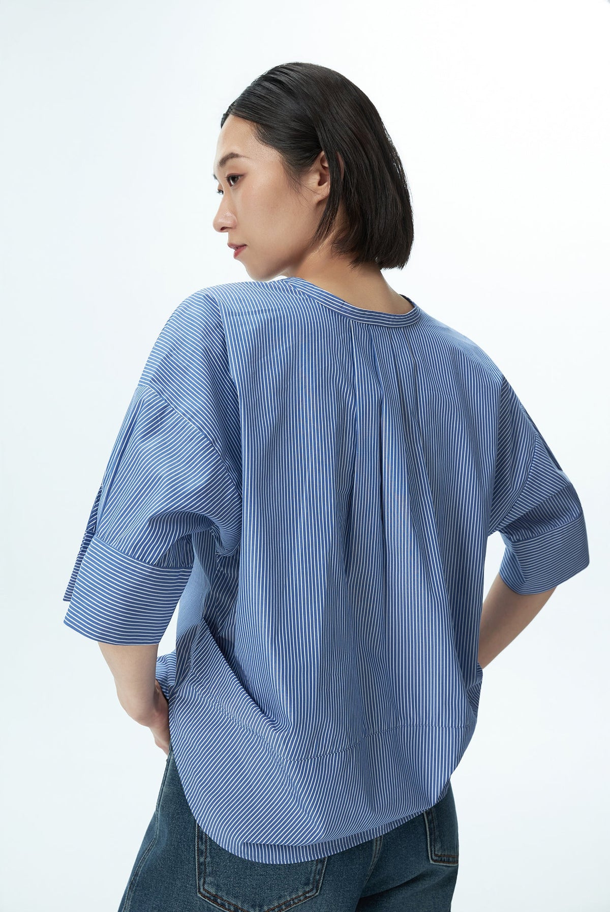 Stripe Pleated Back Top