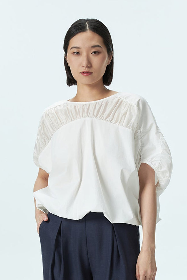 Contrast Panel Bubble Blouse