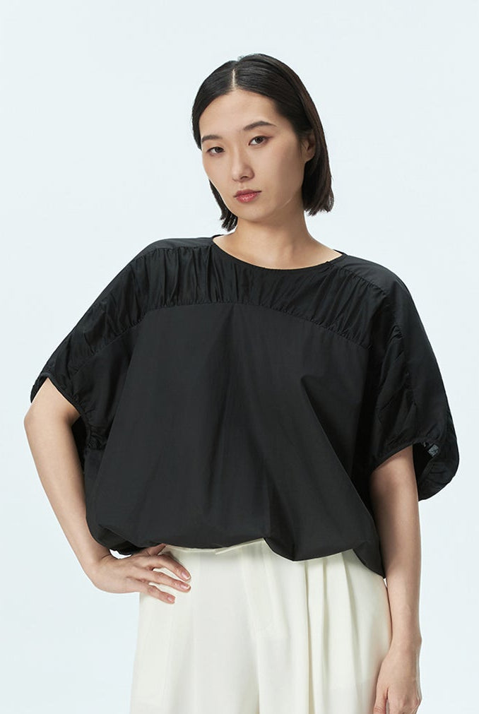 Contrast Panel Bubble Blouse