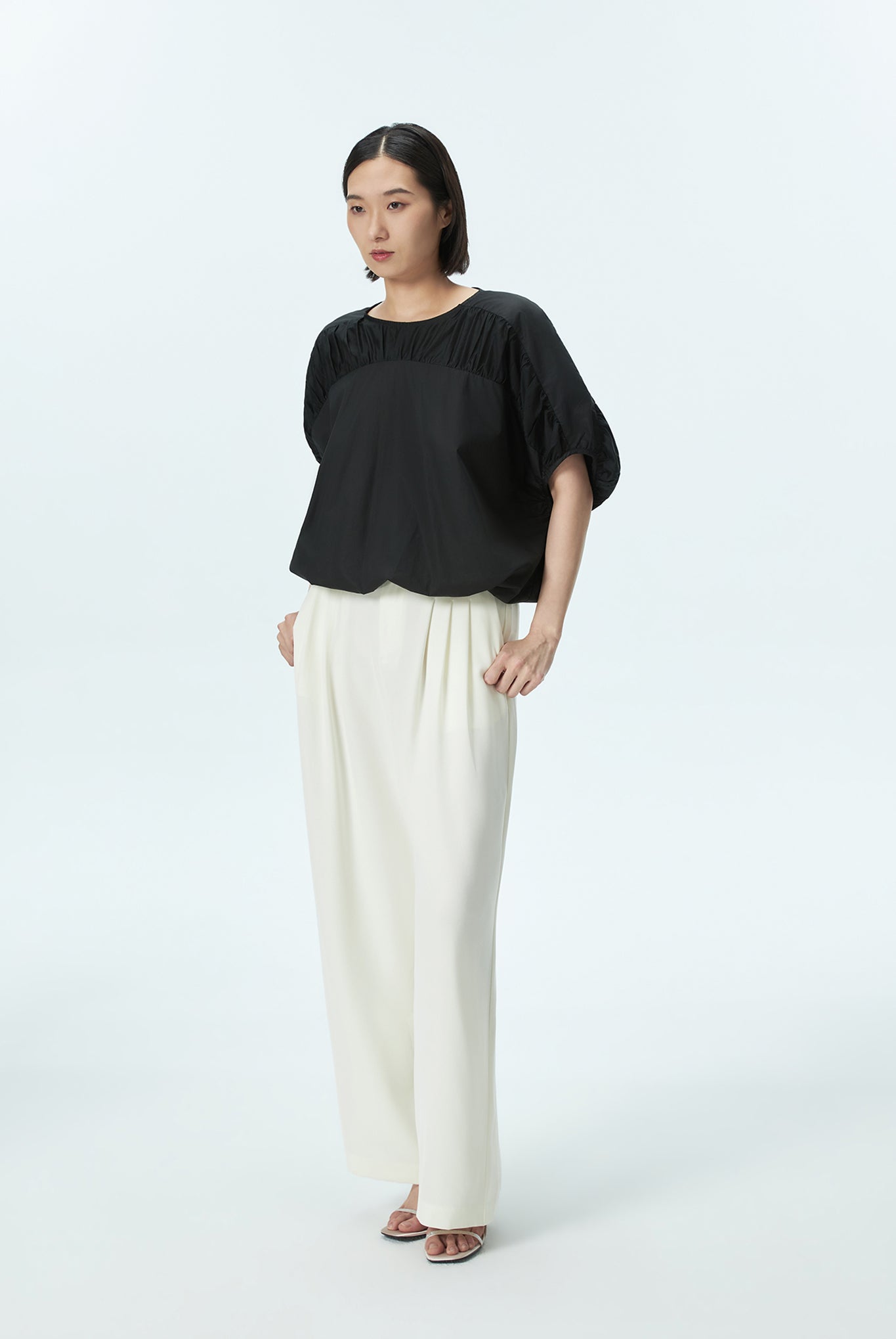 Contrast Panel Bubble Blouse