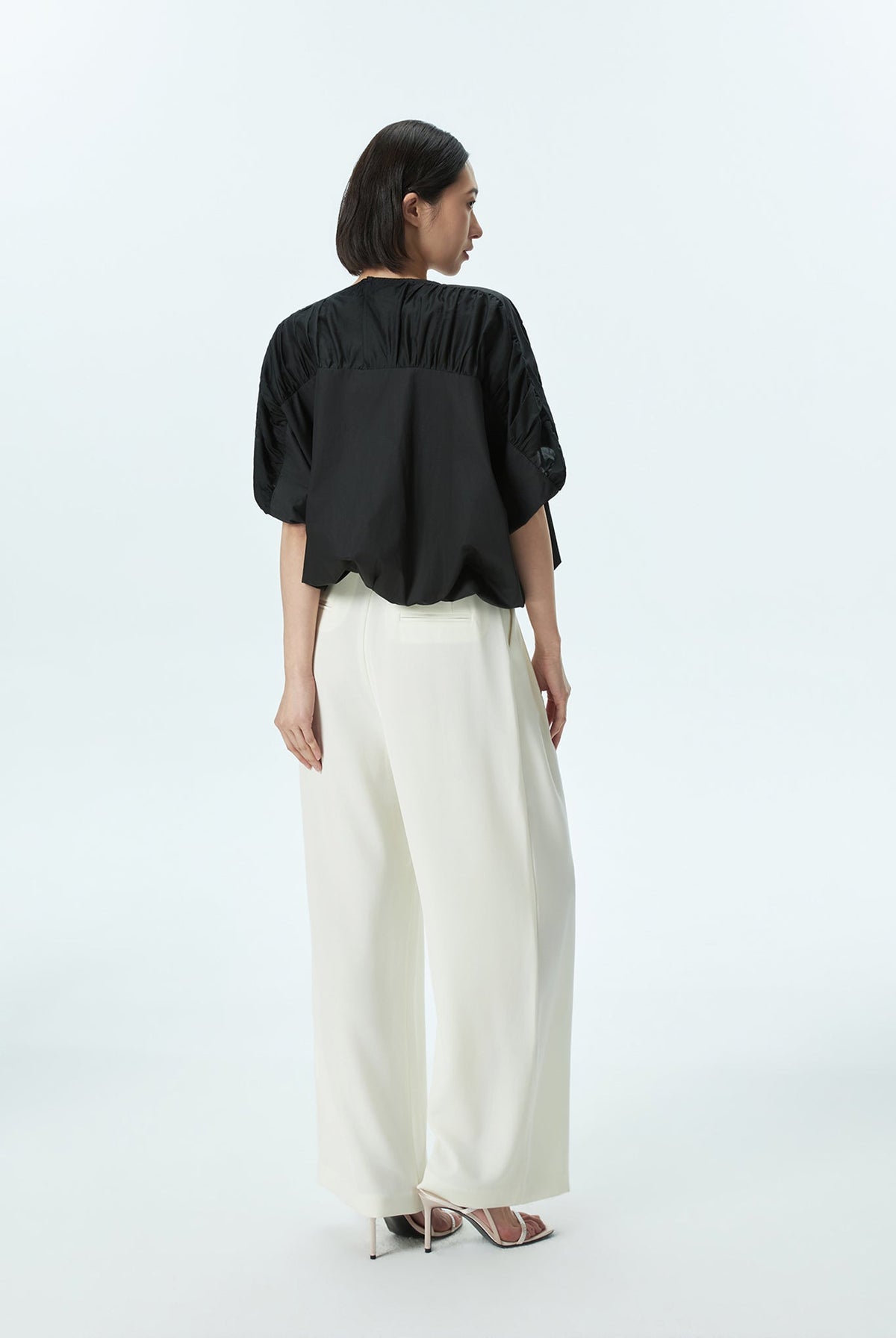 Contrast Panel Bubble Blouse