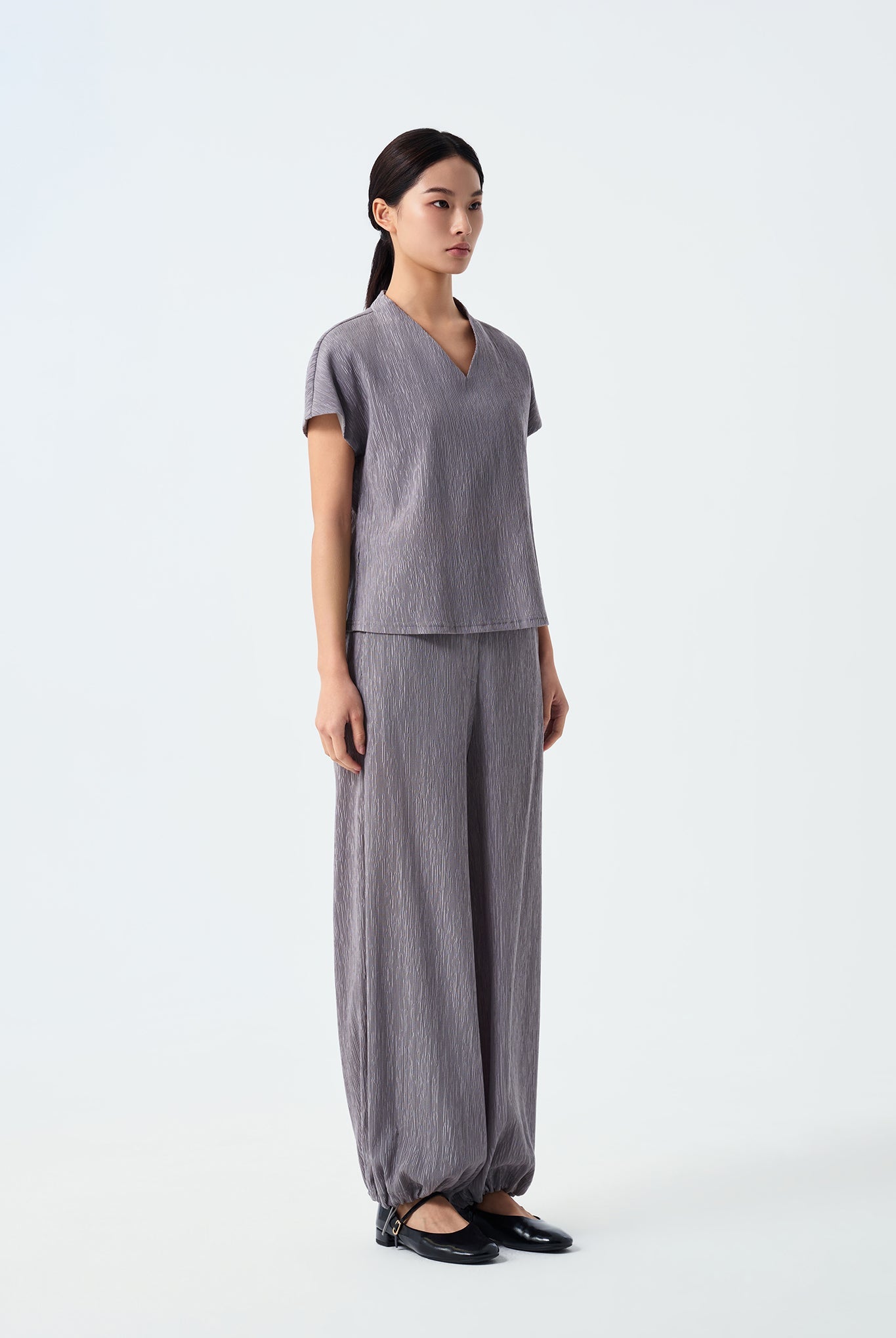 Amara Textured V-Neck Boxy Top