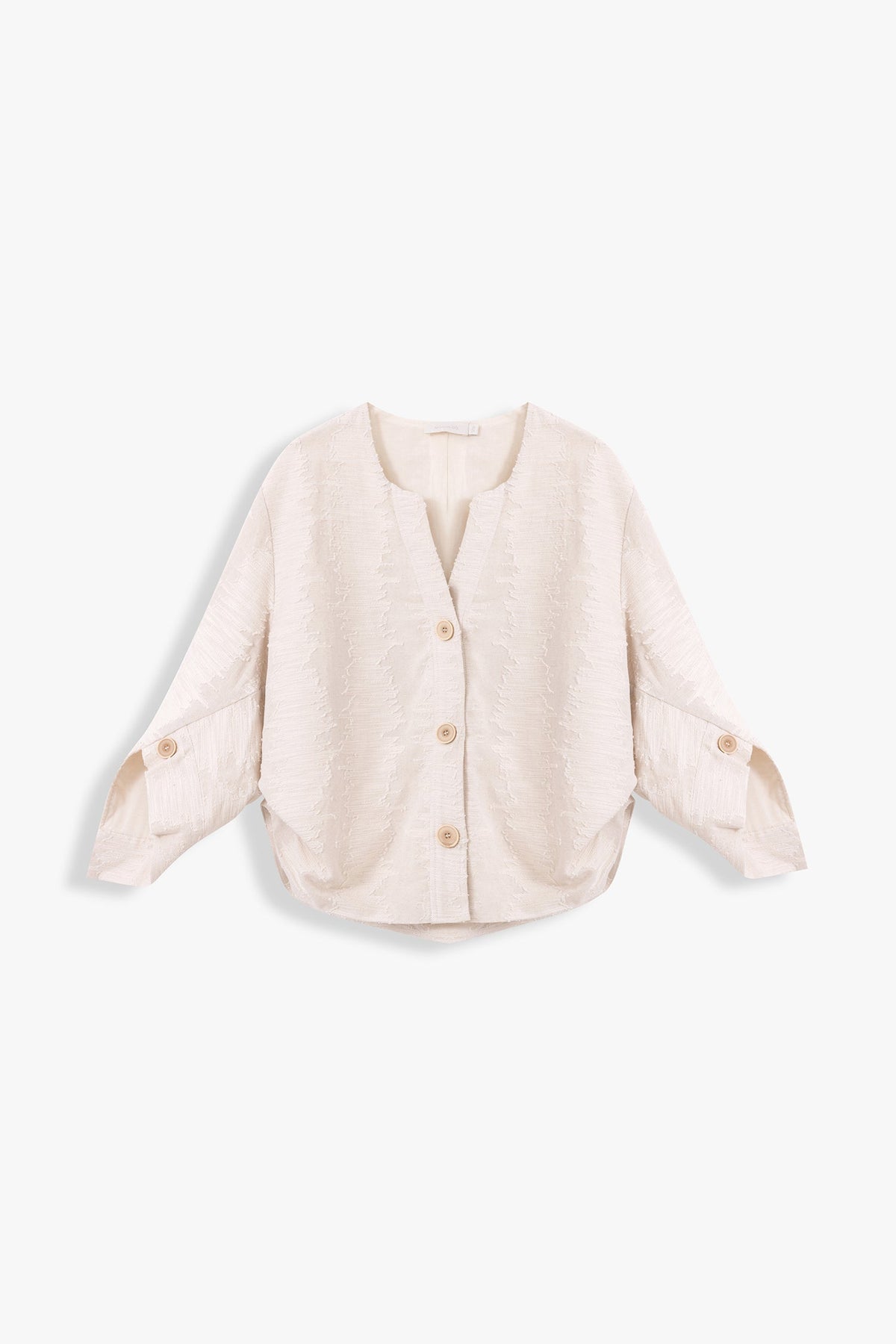 Julia Textured Origami-Cuff Blouse