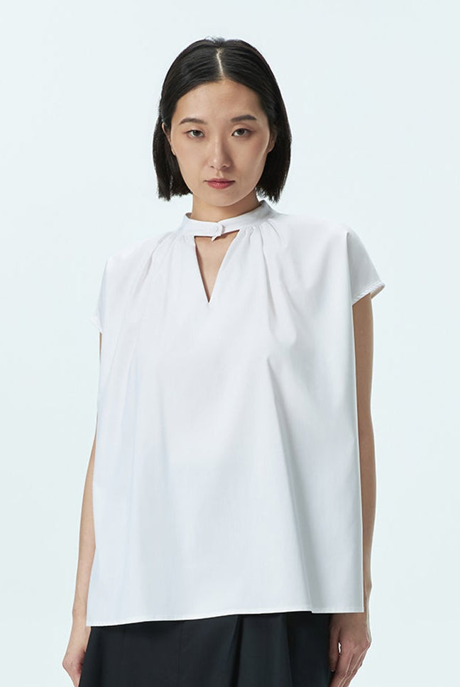 Boxy Gathered Neck Top