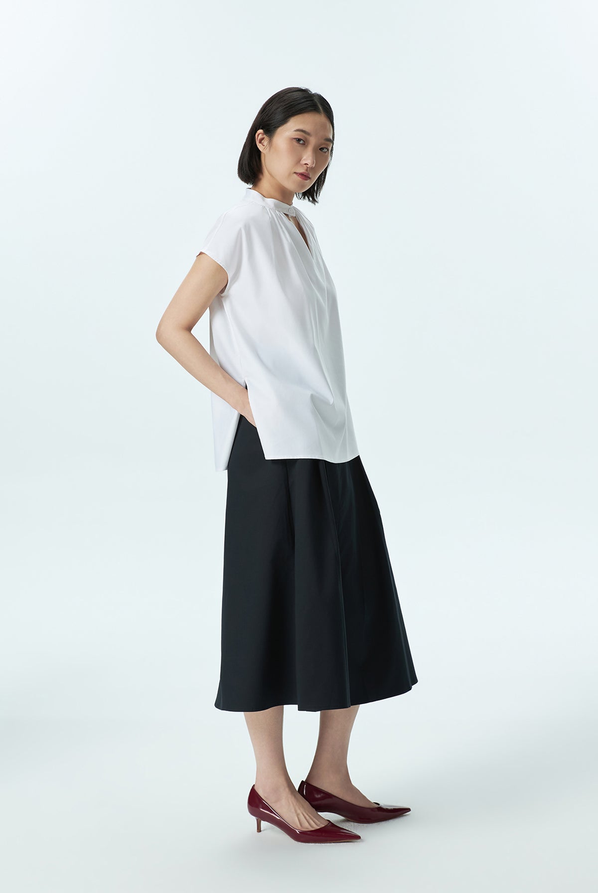 Boxy Gathered Neck Top