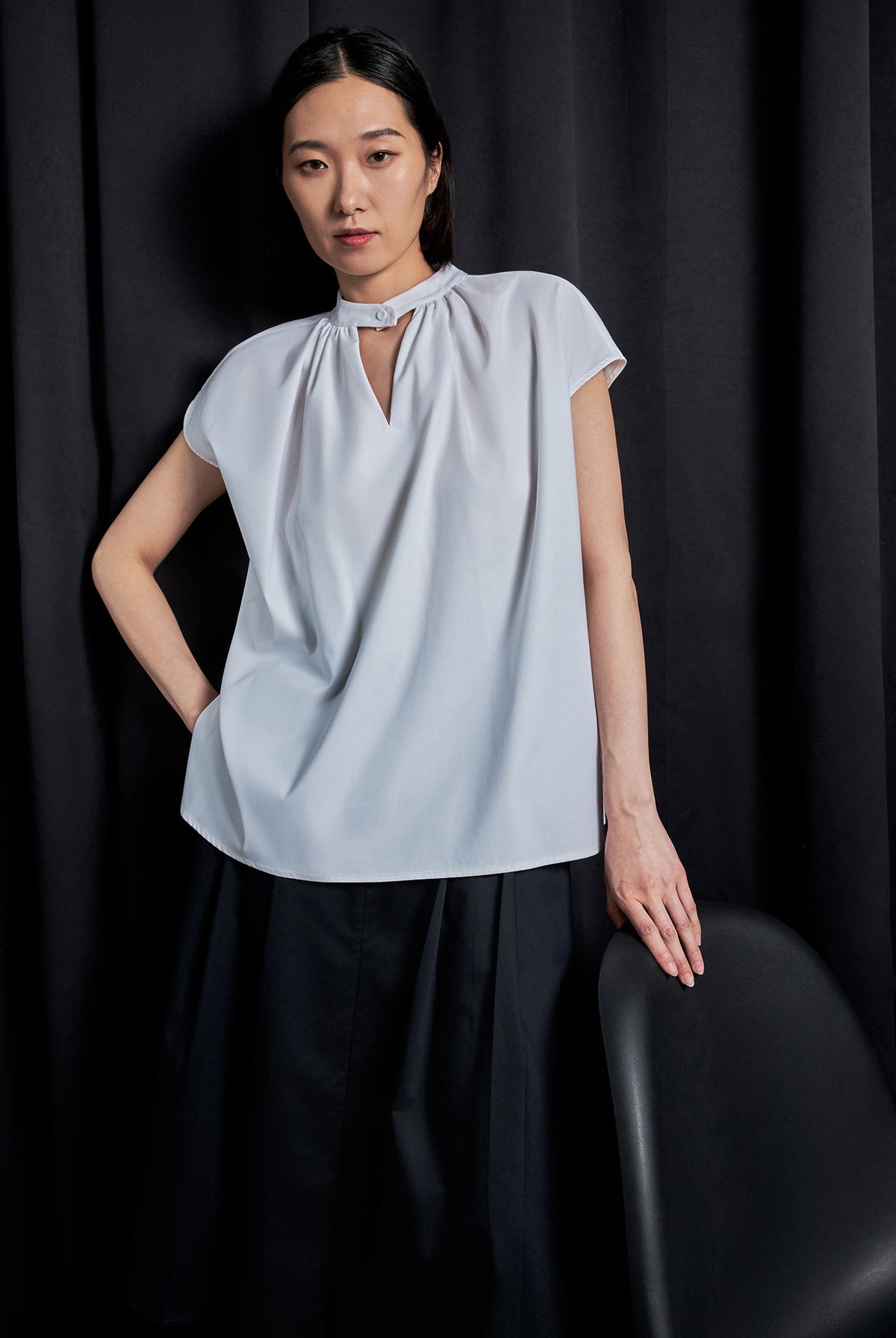 Boxy Gathered Neck Top