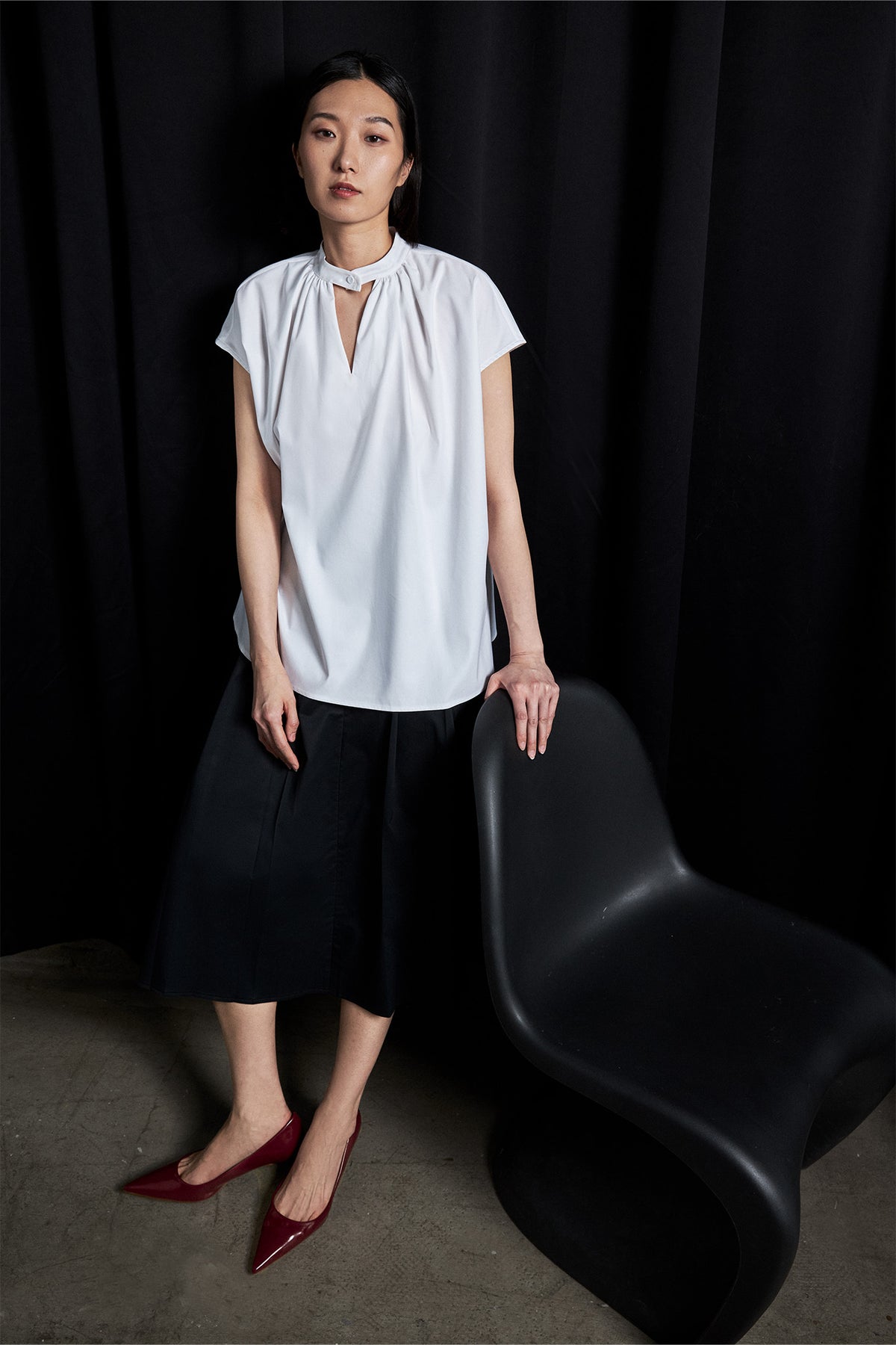Boxy Gathered Neck Top