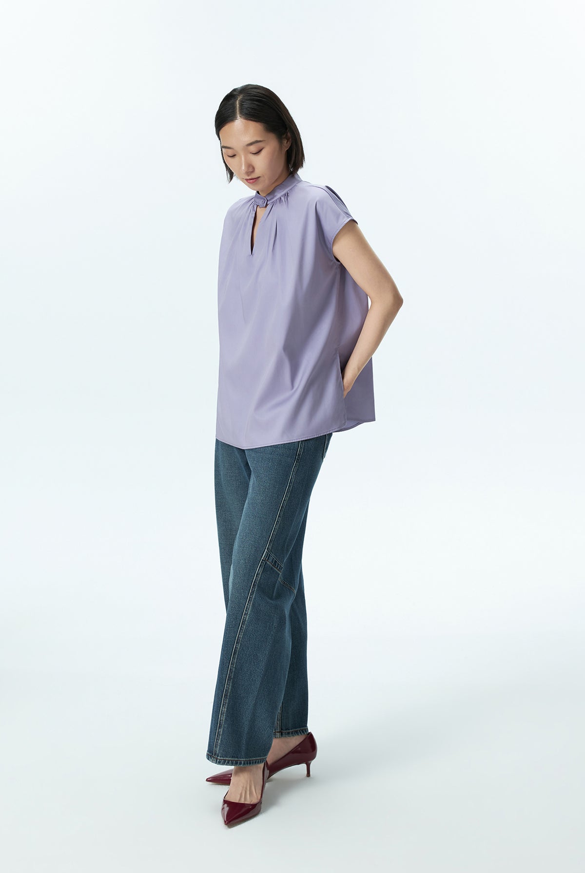 Boxy Gathered Neck Top