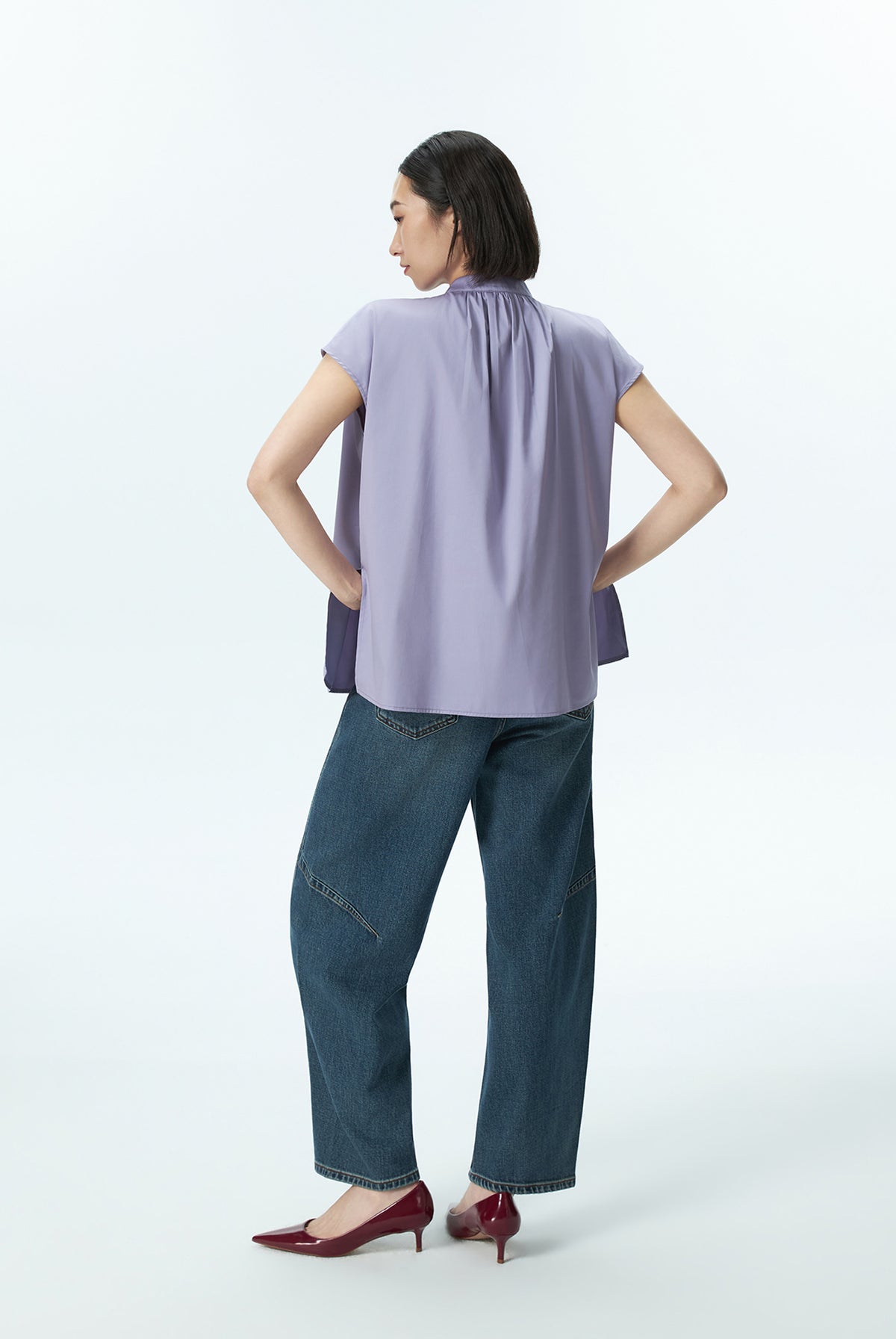 Boxy Gathered Neck Top