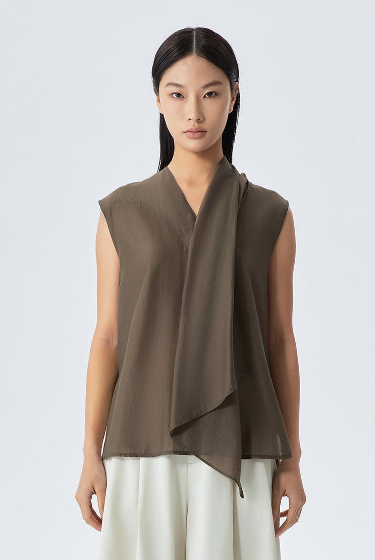 Clara Front-Drape Sleeveless Top